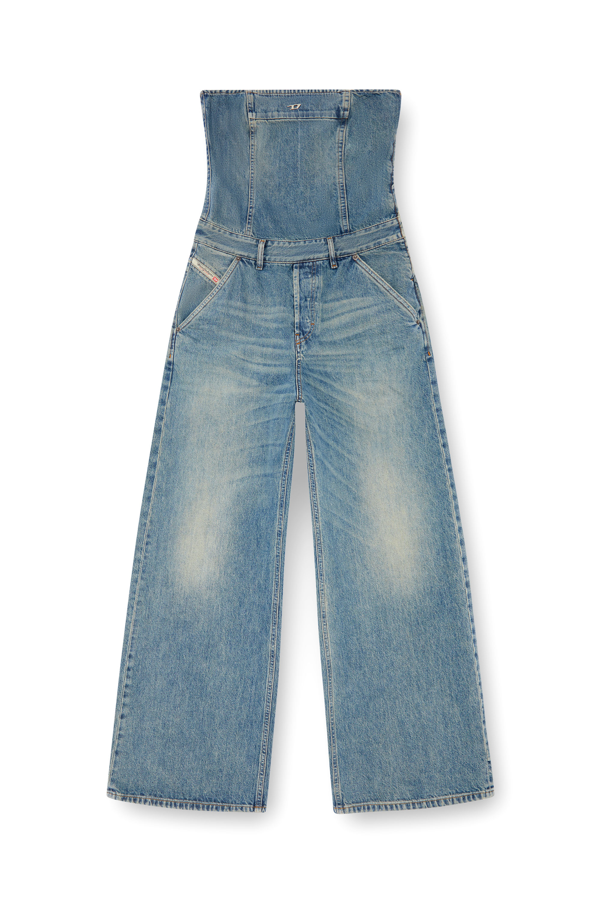 Diesel - DE-BRIDE, Mono sin tirantes en denim Mujer in Azul marino - 2