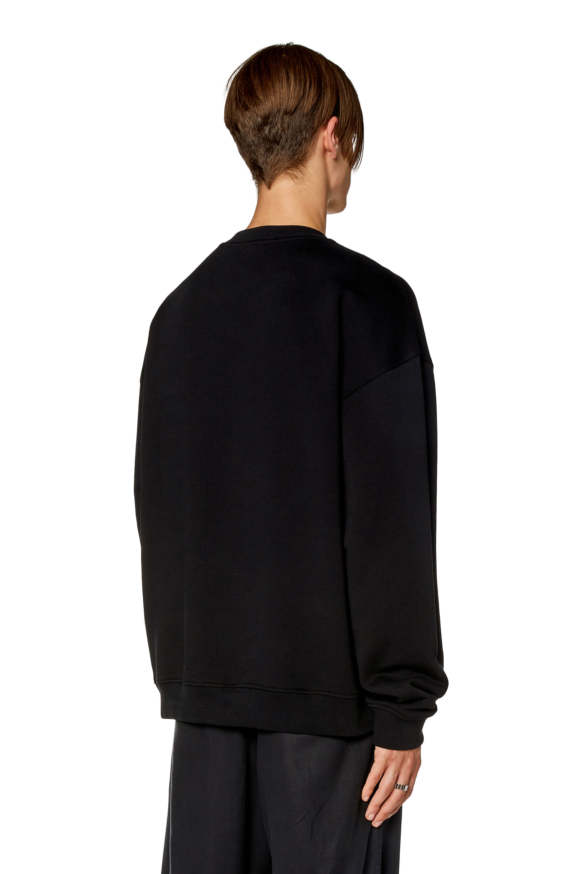 Diesel - S-NLABEL-L1, Man's Oversized sweatshirt with logo patch in Black - 3