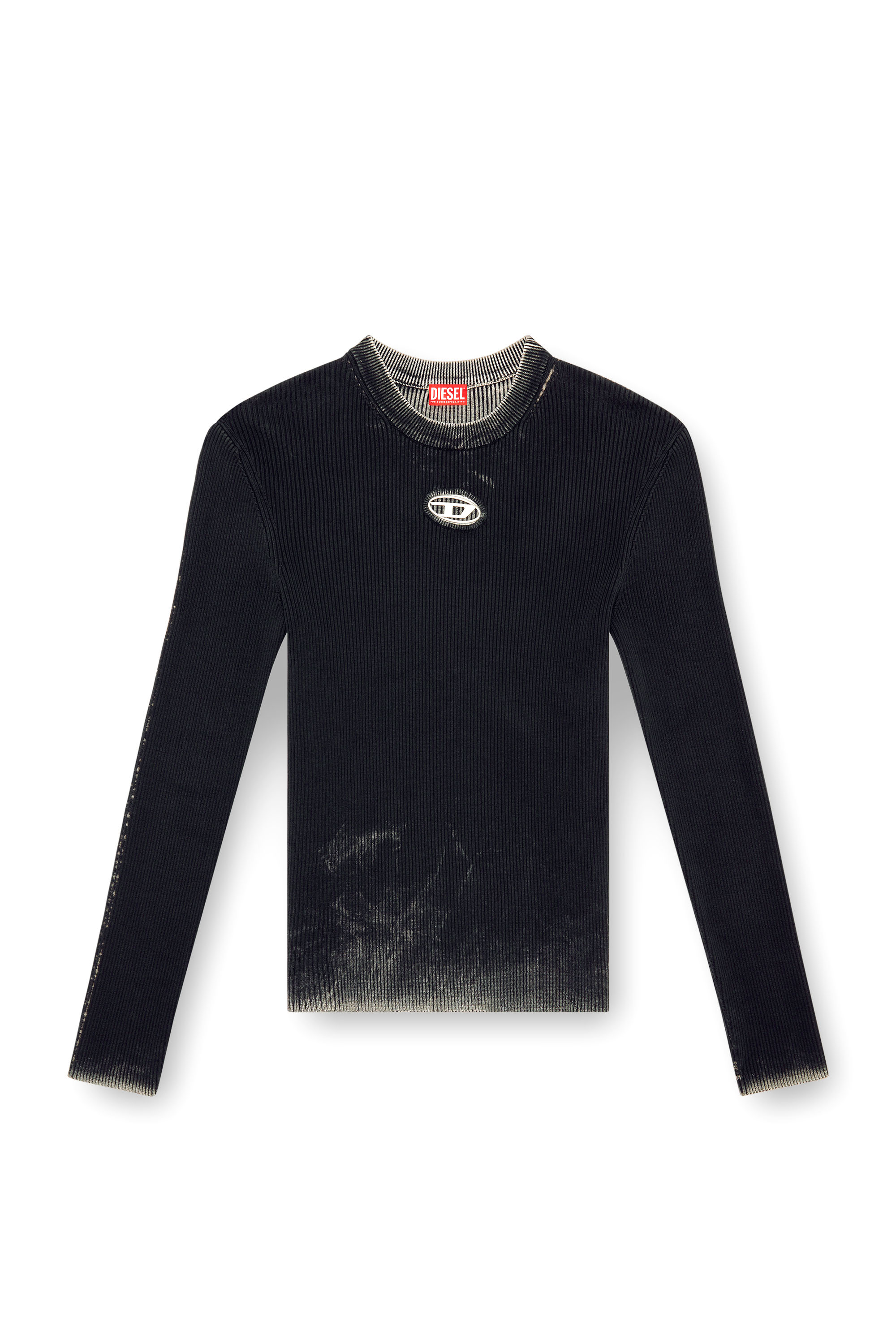 Diesel - K-DARIN-A, Man's Cut-out jumper with Oval D in Black - 5