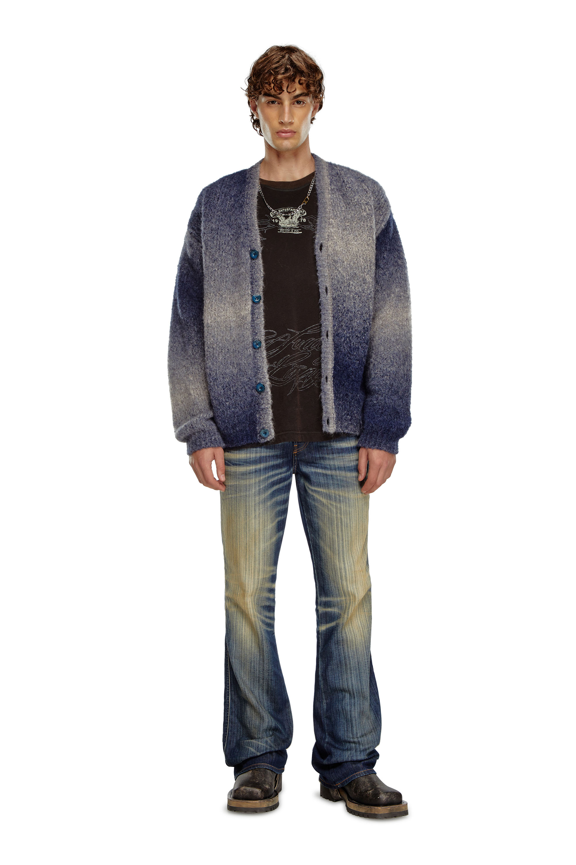 Diesel - K-RAMARRO, Man's Dégradé cardigan in alpaca blend in Blue - 4