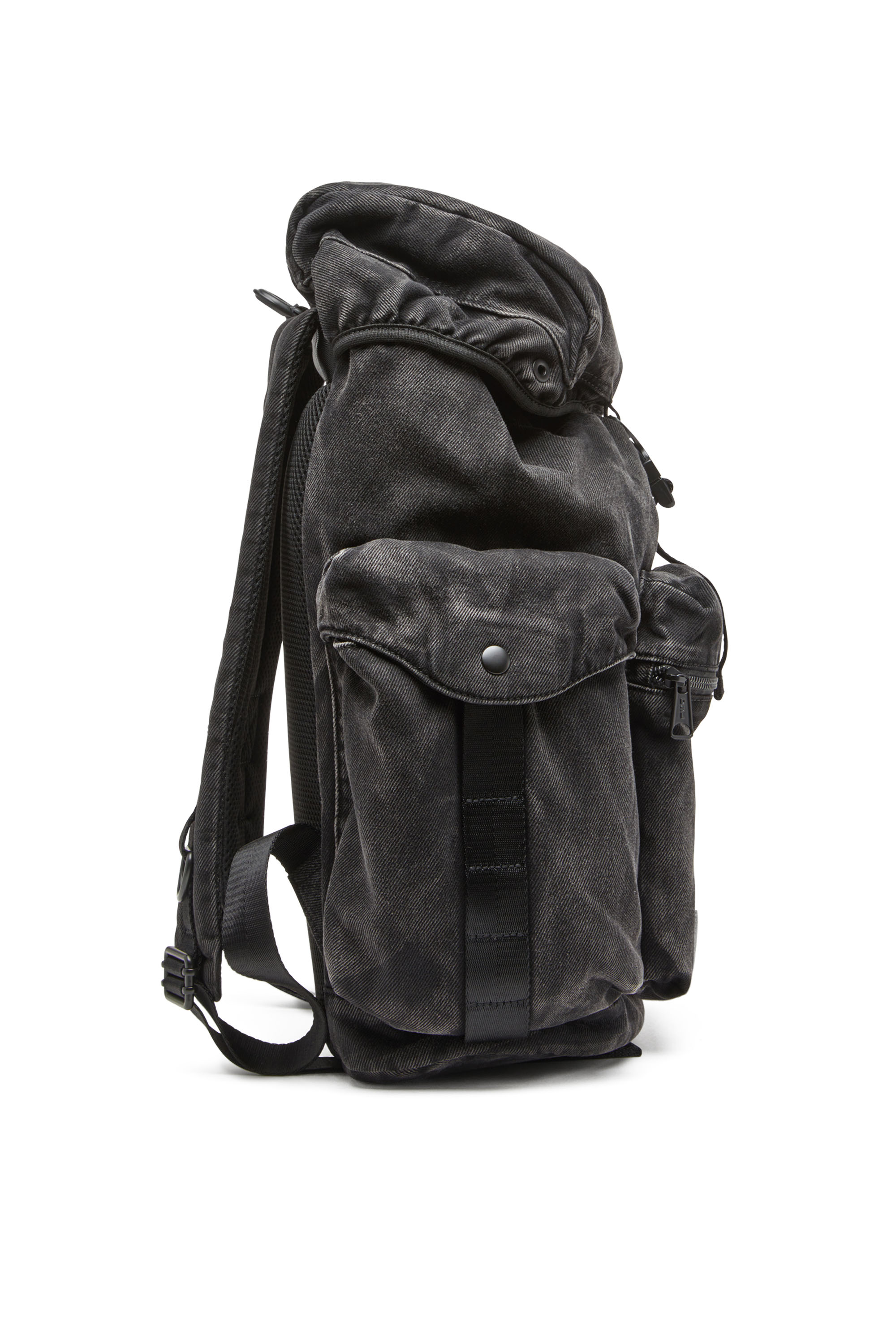 Diesel - UTLT BACKPACK, Utlt Backpack-Mochila utility de denim con efecto nublado Hombre in Negro - 3