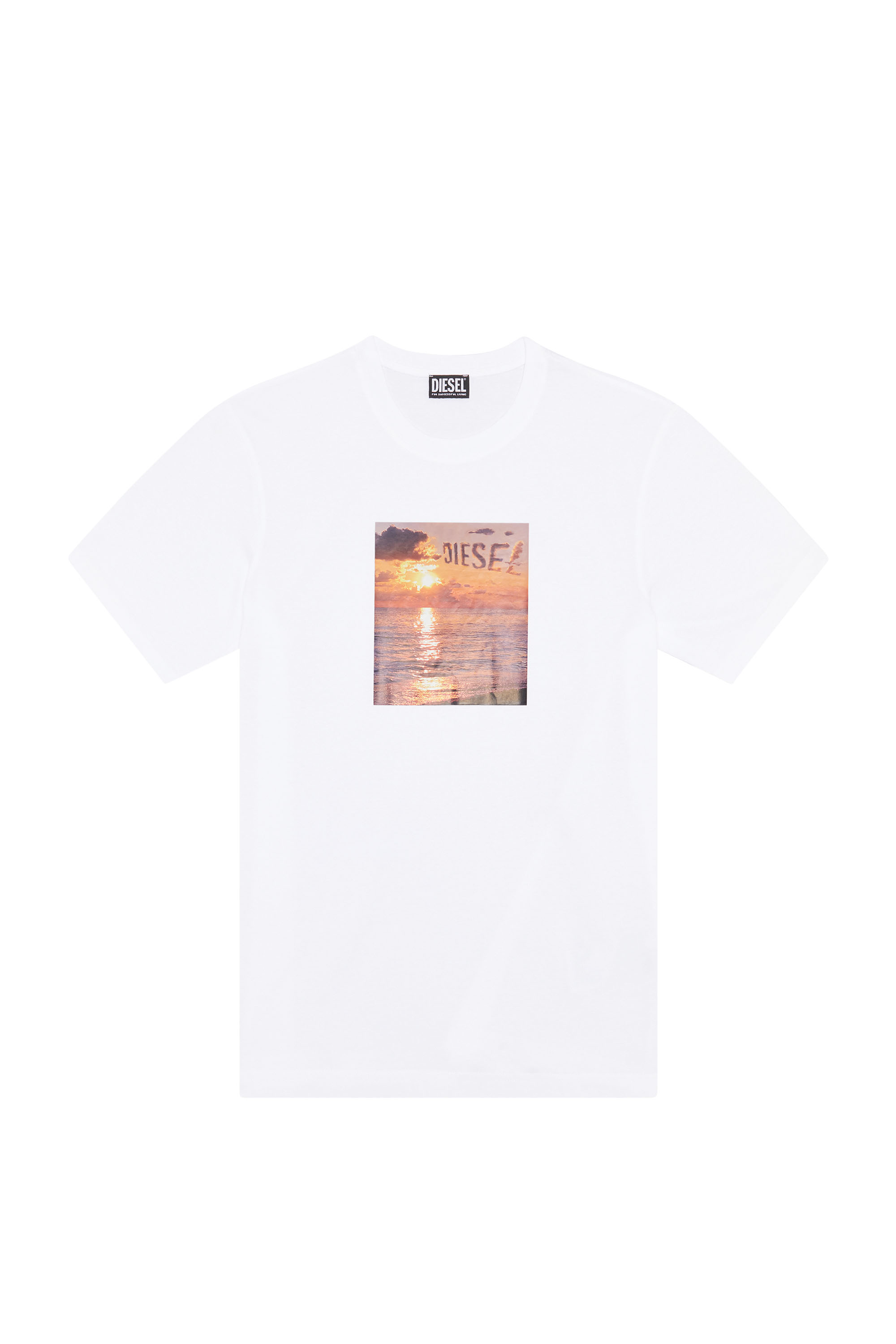 Diesel - T-JUST-G24, Man's T-shirt with Diesel sunset print in White - 5