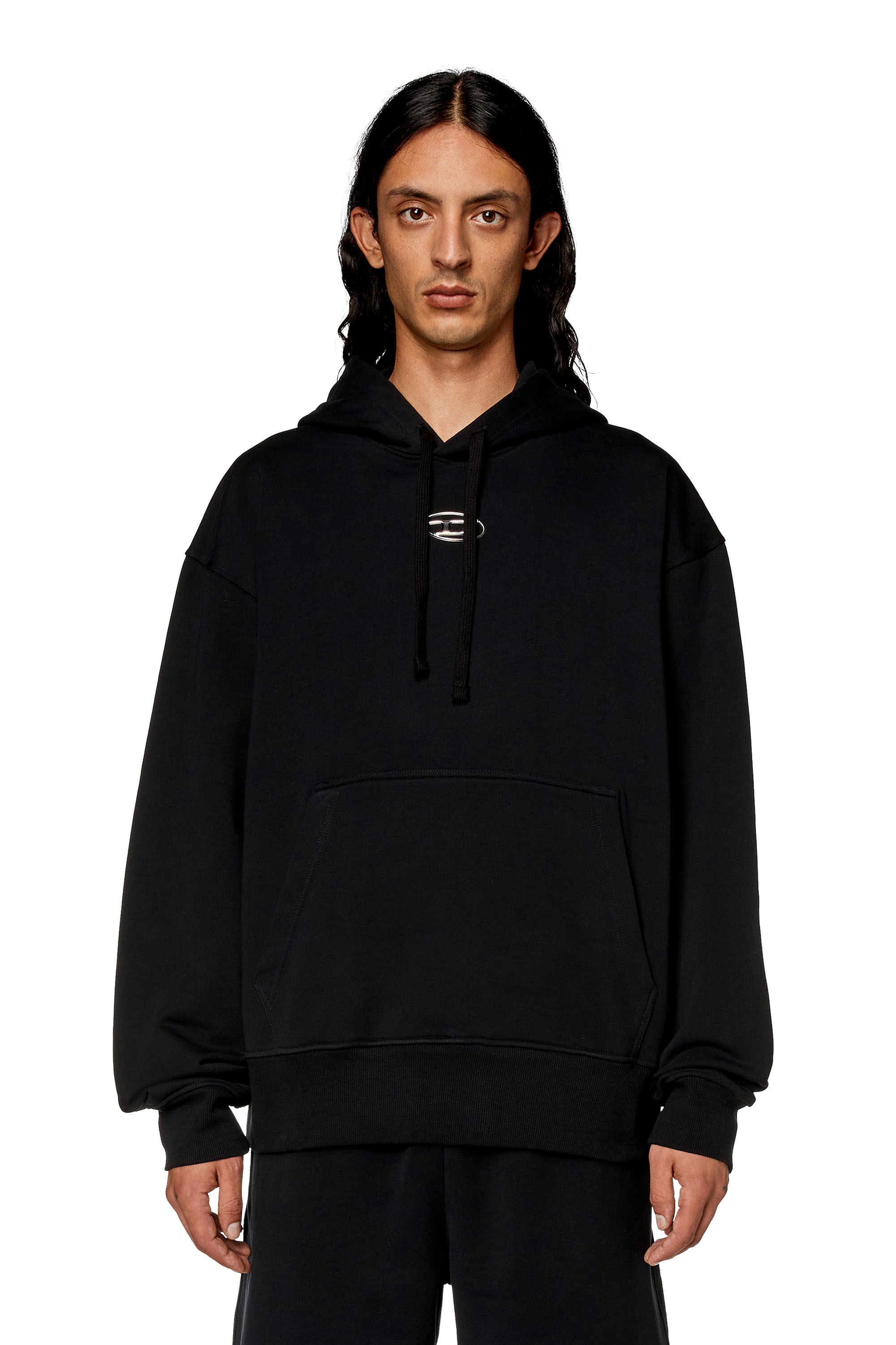 Diesel - S-MACS-HOOD-OD, Man's Oversized hoodie with metallic logo in Black - 4