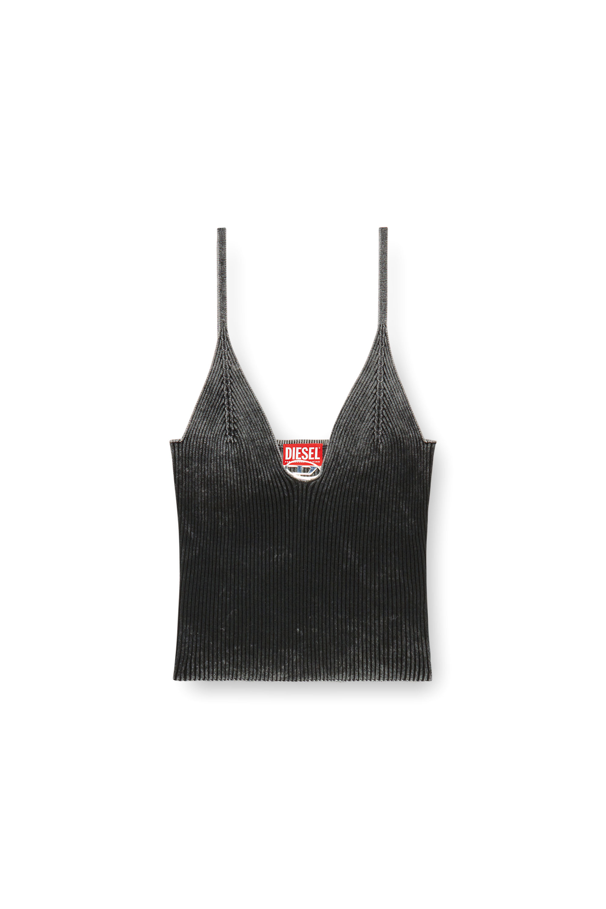 Diesel - M-LAILA, Woman's Camisole in faded ribbed knit in Black - 5