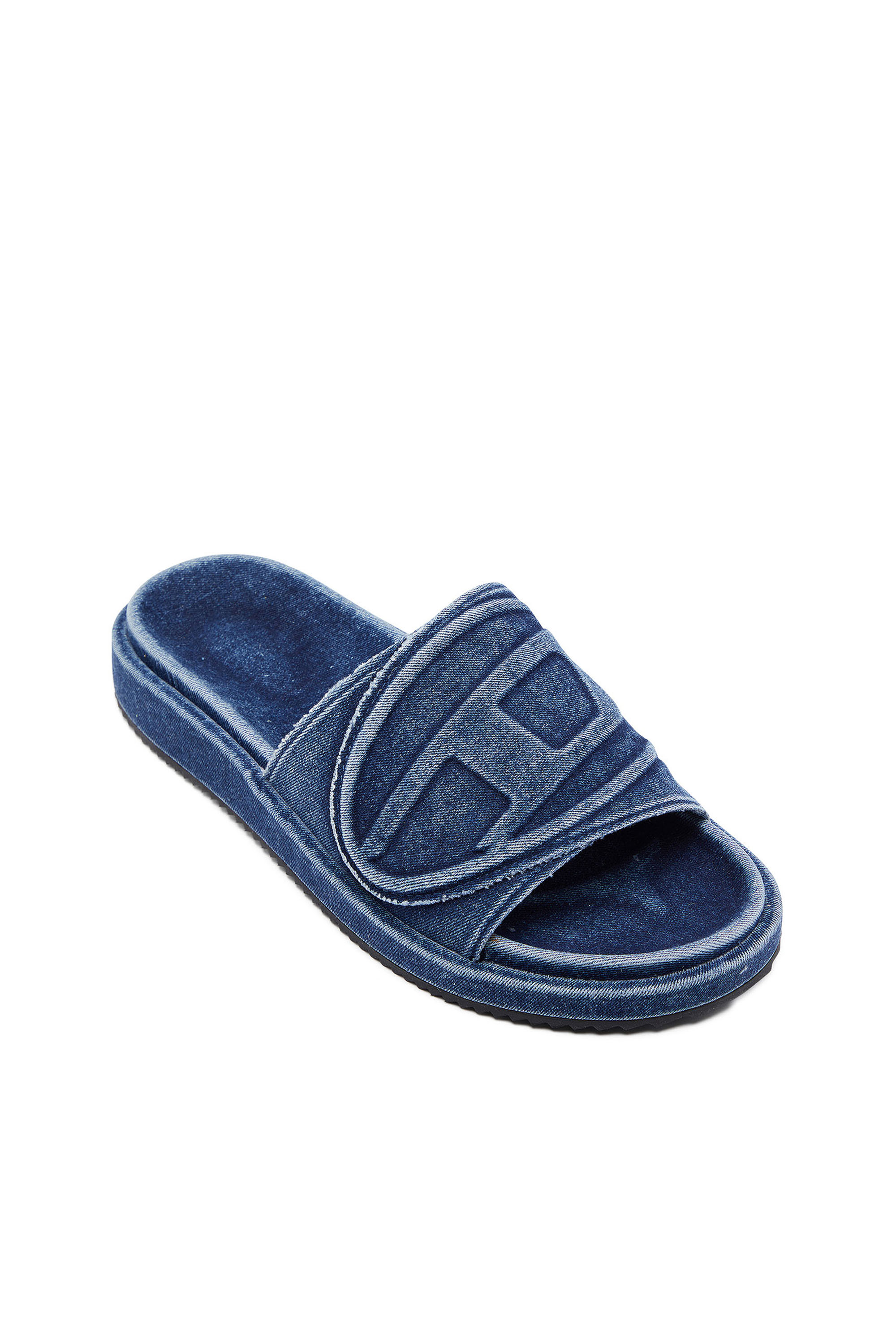 Diesel - SA-SLIDE D OVAL, Unisex's Sa-Slide D-Denim slides with embossed strap in Blue - 6