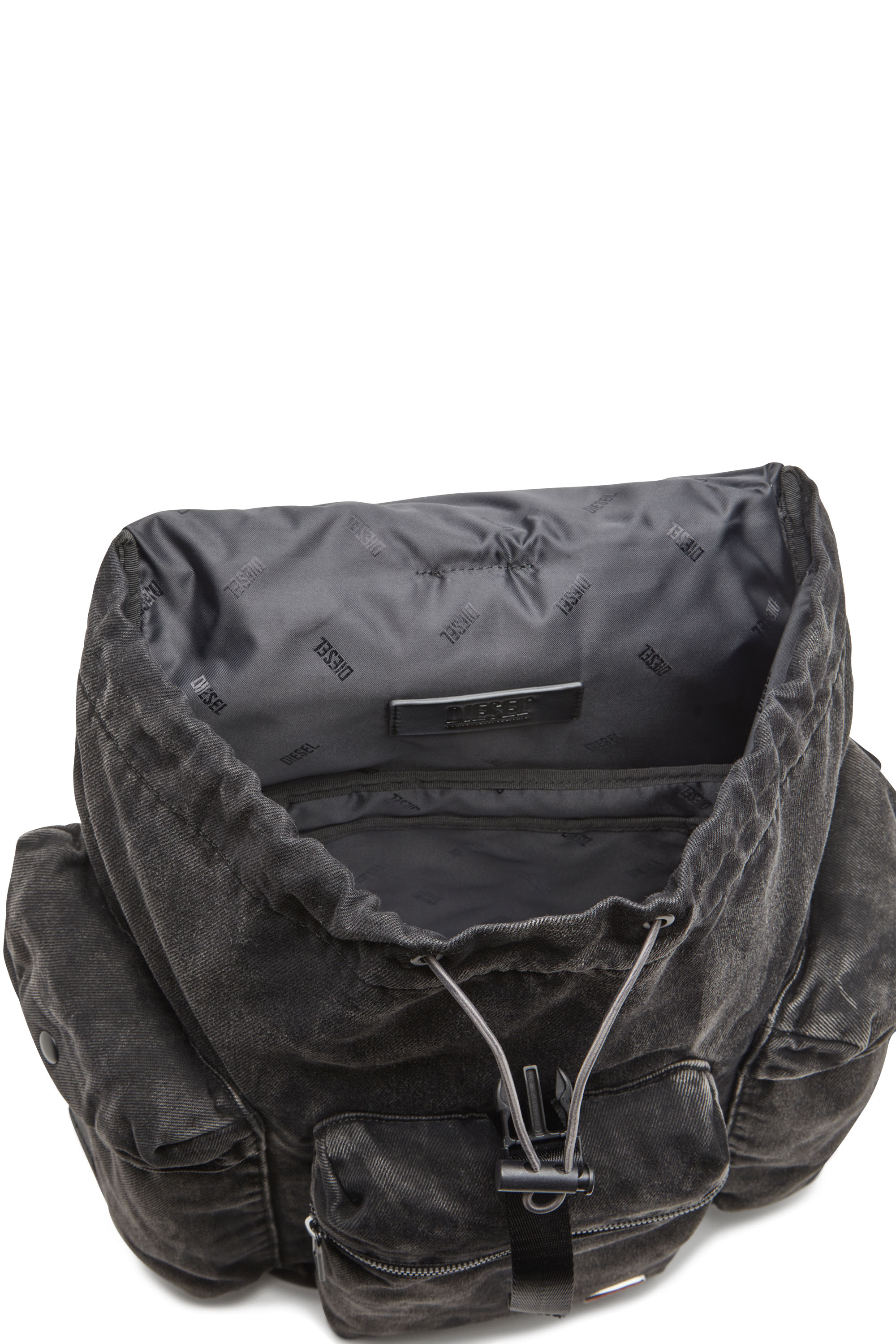 Diesel - UTLT BACKPACK, Utlt Backpack-Mochila utility de denim con efecto nublado Hombre in Negro - 4