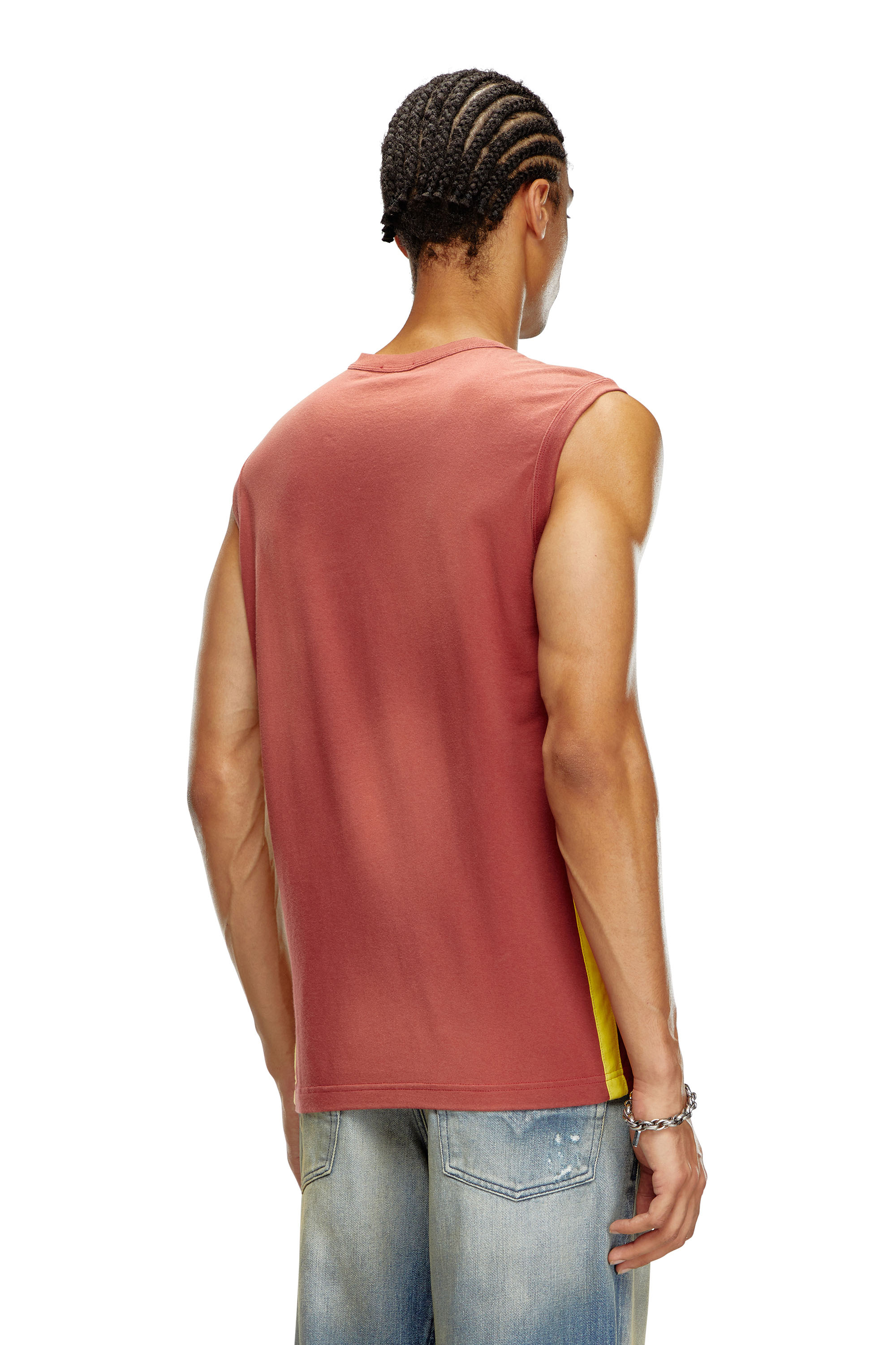 Diesel - T-BISCO-STRIPE, Man's Sun-faded tank top with side bands in Red - 2