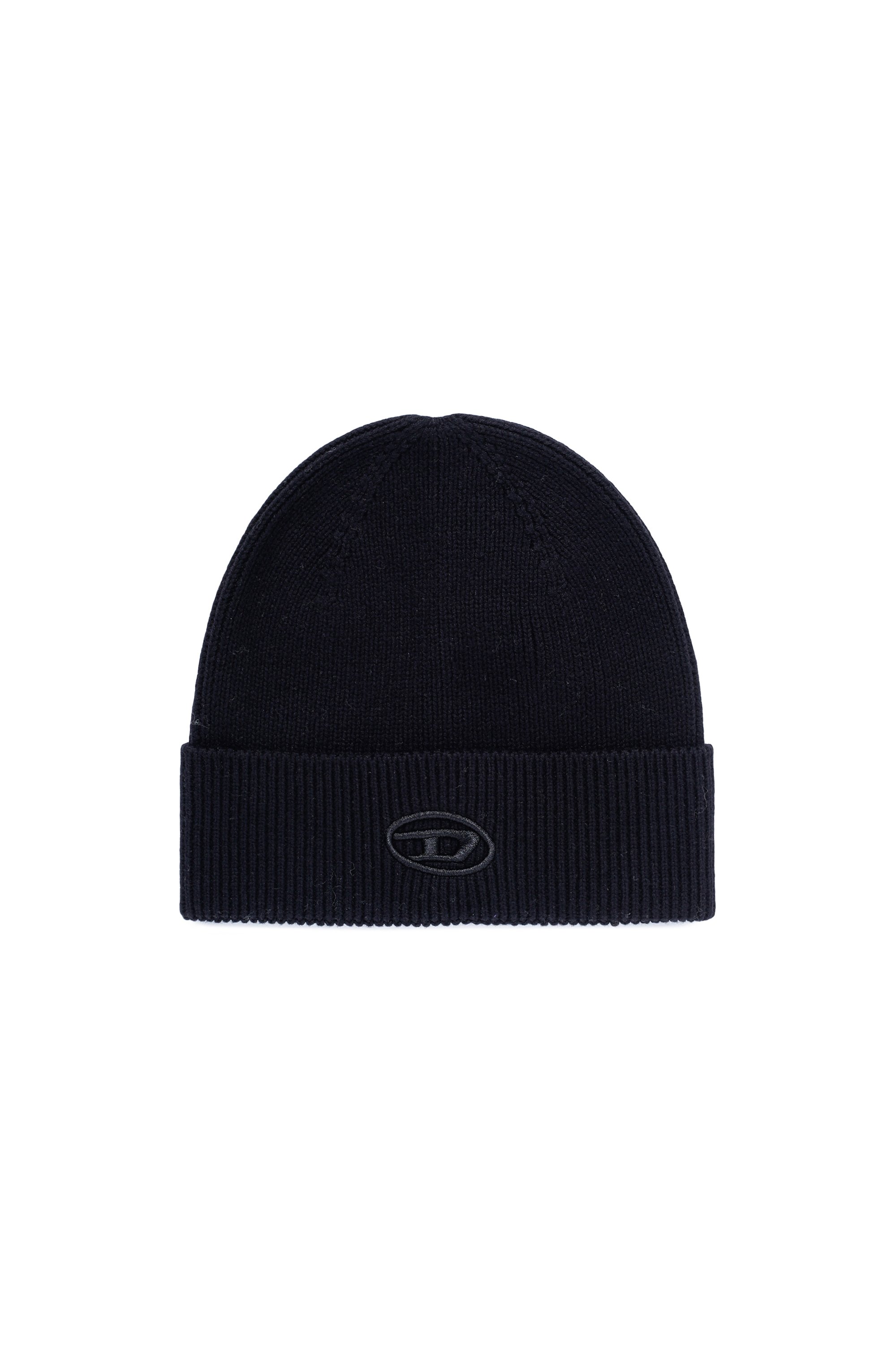 Diesel - K-CODER-FULLY B, Gorro en canalé con la D bordada Unisex in Negro - 1