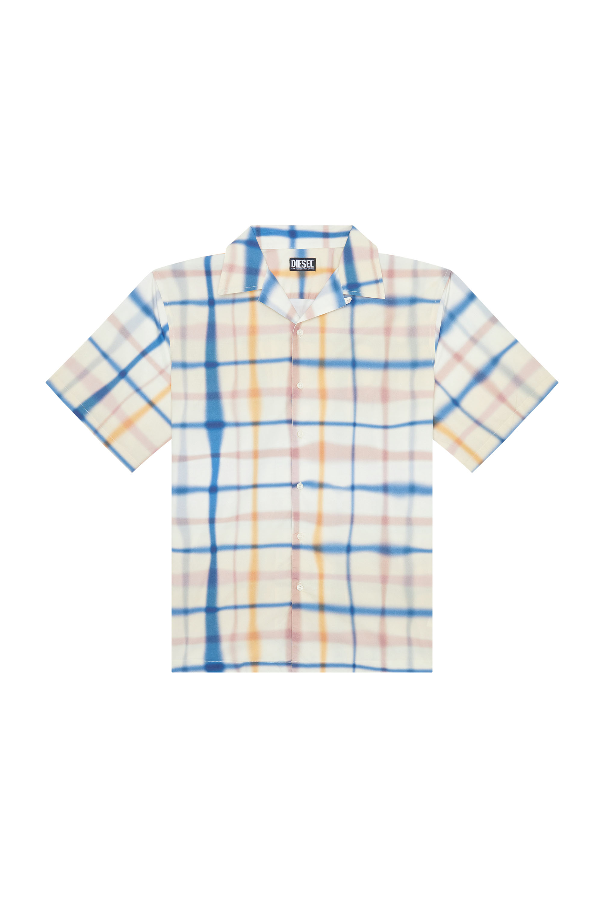 Diesel - S-FRANK-CHECK, Man's Uneven check short-sleeve shirt in Blue/White - 5