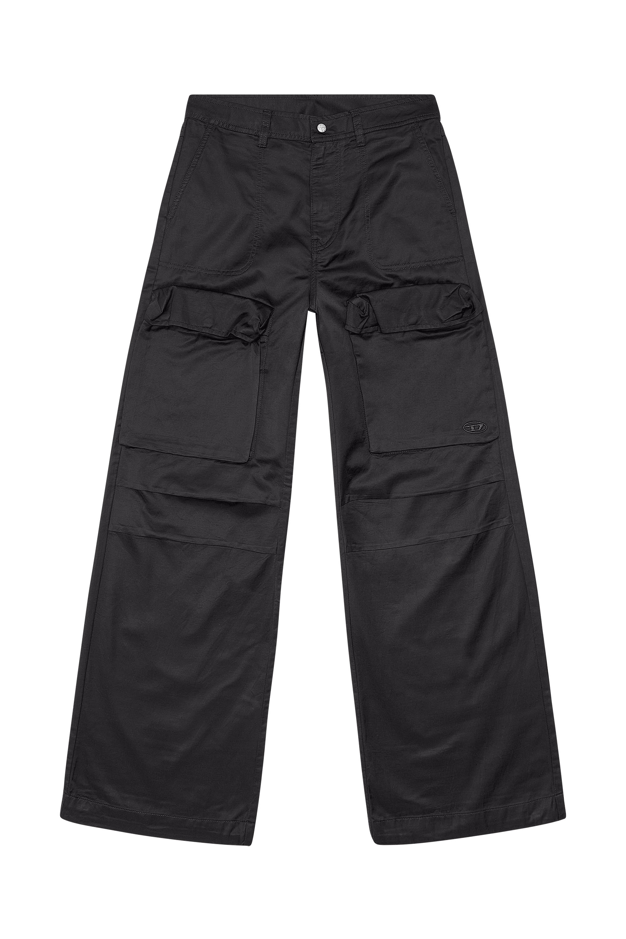 Diesel - P-MALVAROSA-NEW, Woman's Cargo pants in slub satin in Black - 5