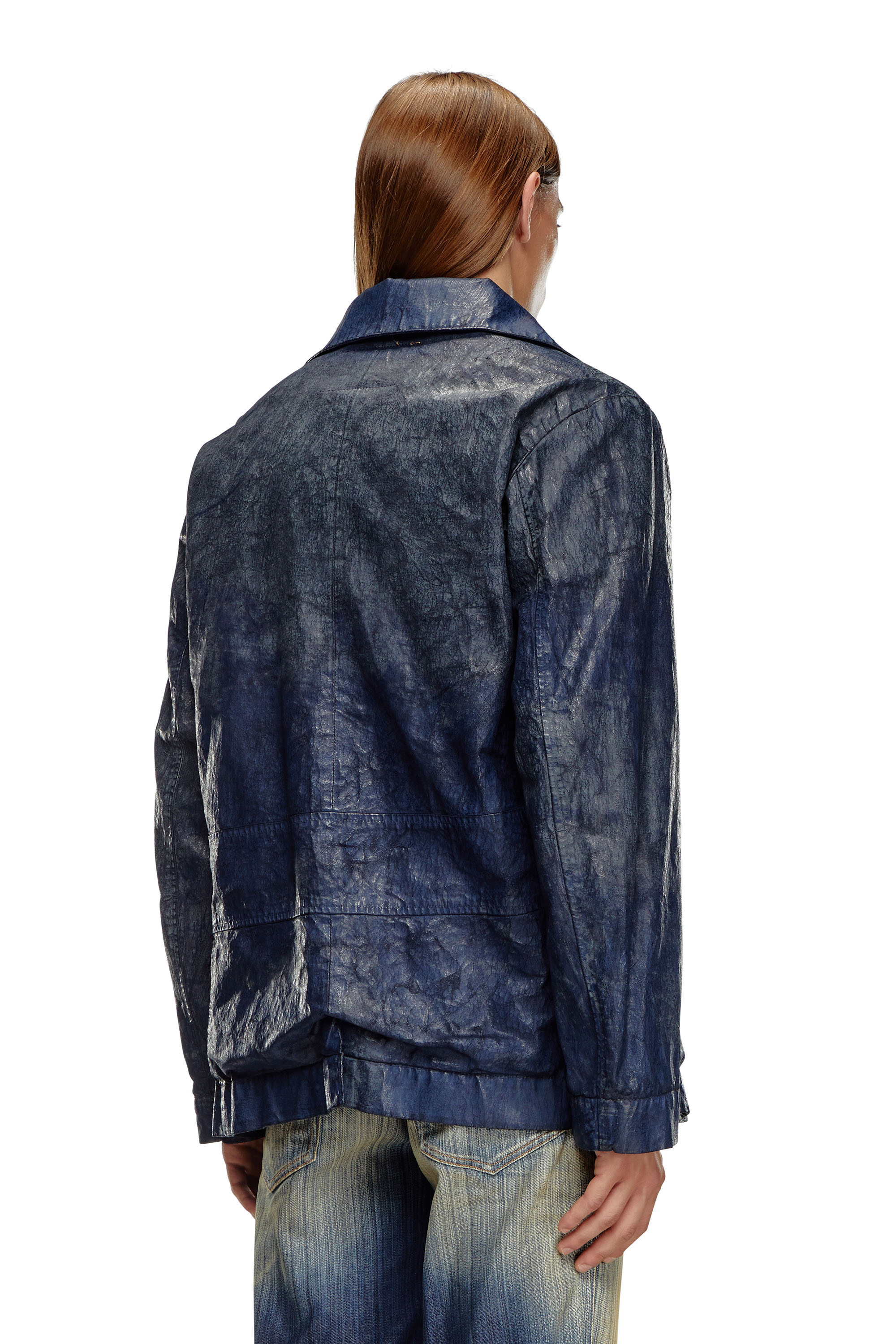 Diesel - D-BONDED-S, Chaqueta con botonadura doble en denim recubierto Hombre in Azul marino - 3