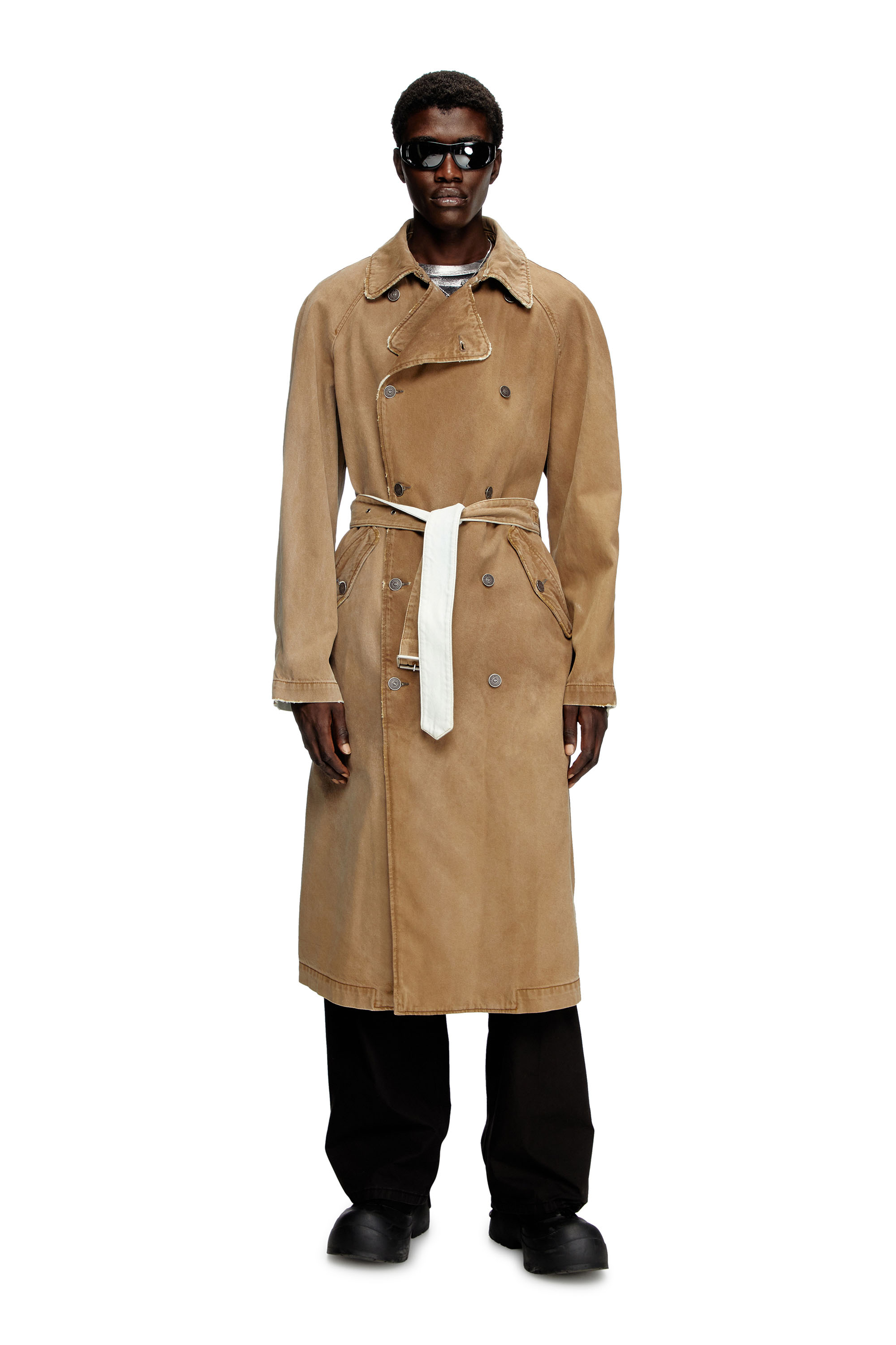 Diesel - D-DELIRIOUS-D, Unisex's Trench coat in overdirt denim in Light Brown - 4