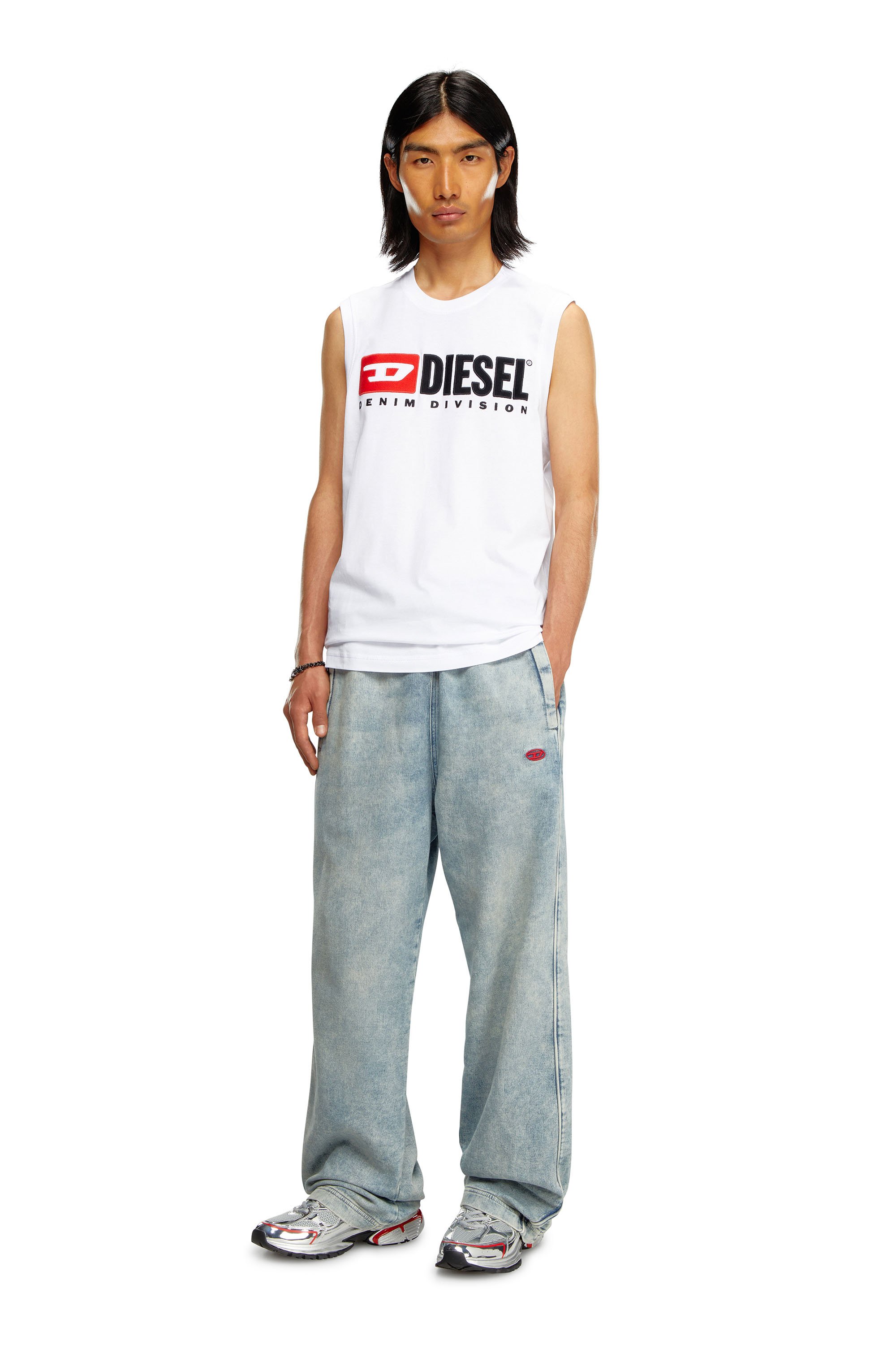 Diesel - T-ISCO-DIV, Man's Tank top with chest logo print in White - 3