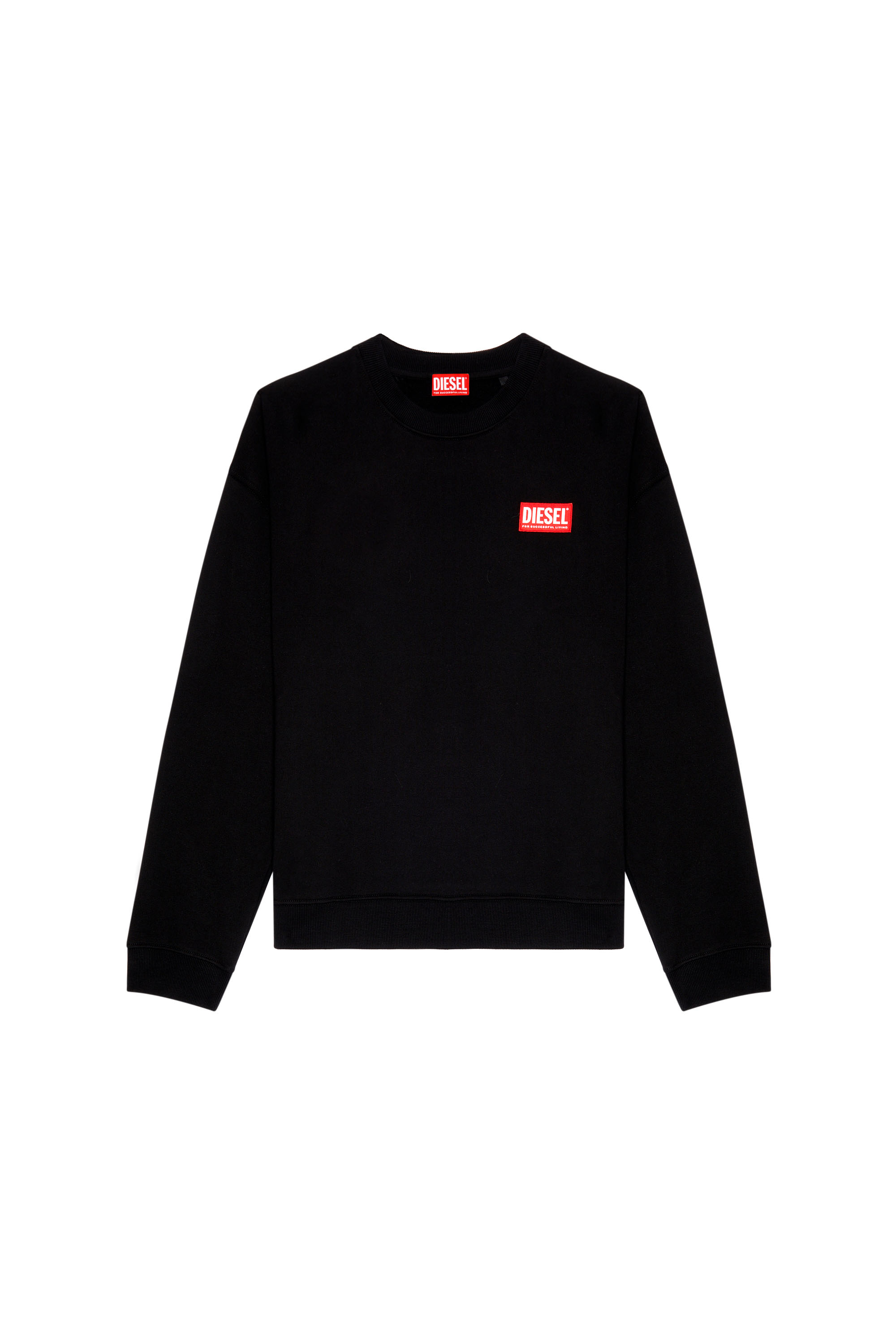 Diesel - S-NLABEL-L1, Man's Oversized sweatshirt with logo patch in Black - 5