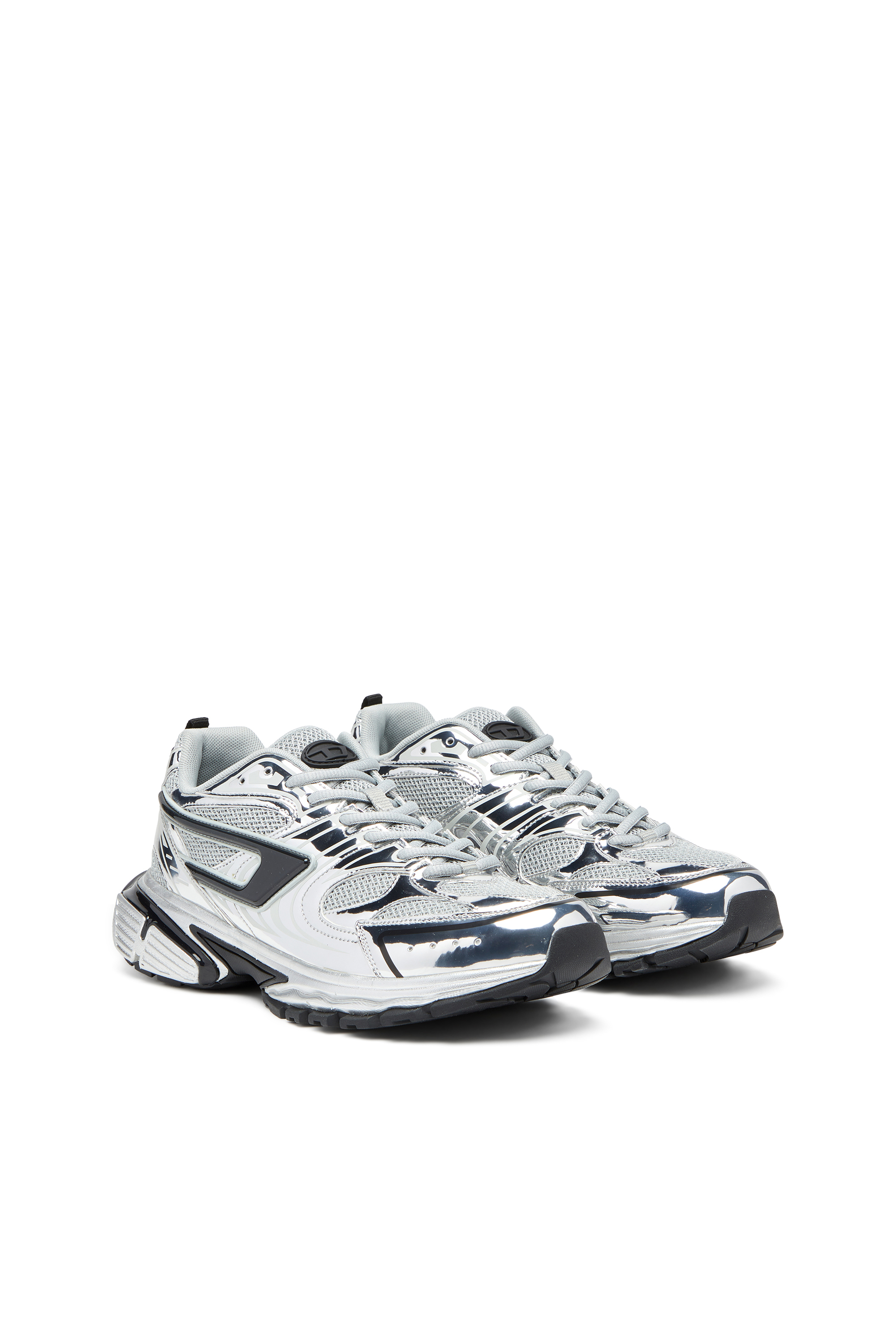 Diesel - S-SERENDIPITY PRO-X1, Man's S-Serendipity-Mesh sneakers with metallic overlays in Grey/Black - 2