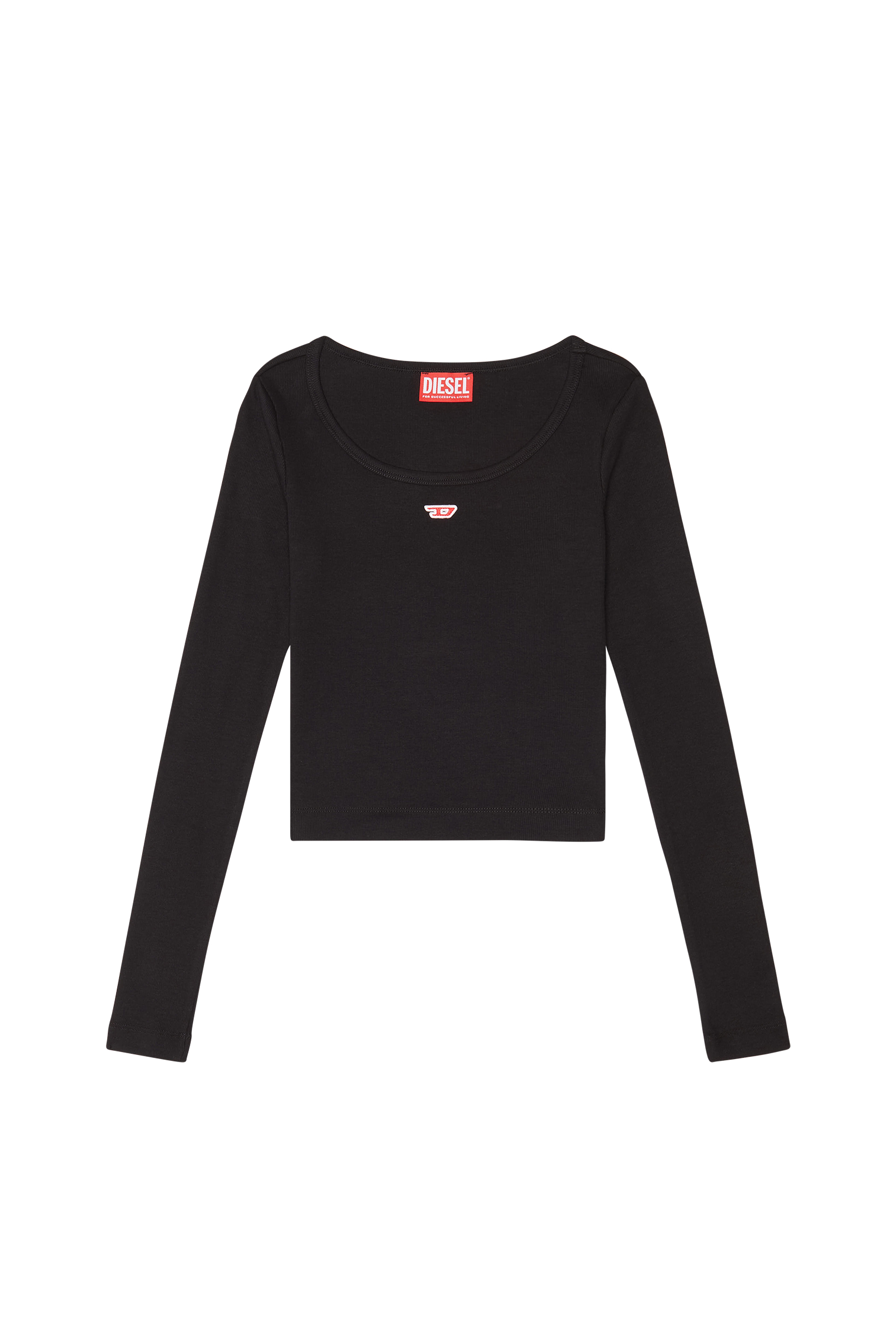 Diesel - T-BALLET-D, Woman's Long-sleeve top with embroidered D patch in Black - 5