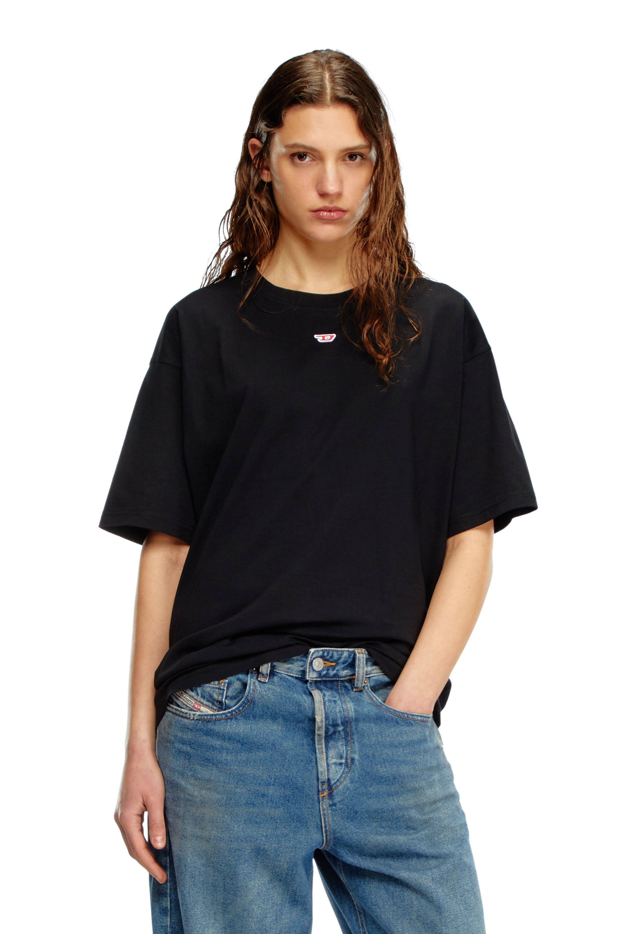 Diesel - T-BOXT-D, Camiseta con parche D bordado Unisex in Negro - 1