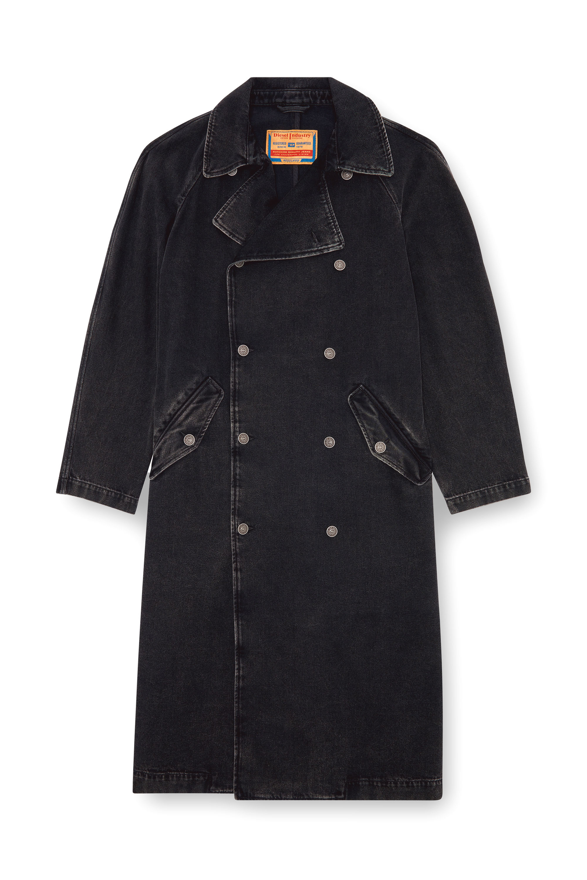 Diesel - D-DELIRIOUS-D, Man's Trench coat in clean-wash denim in Black - 1