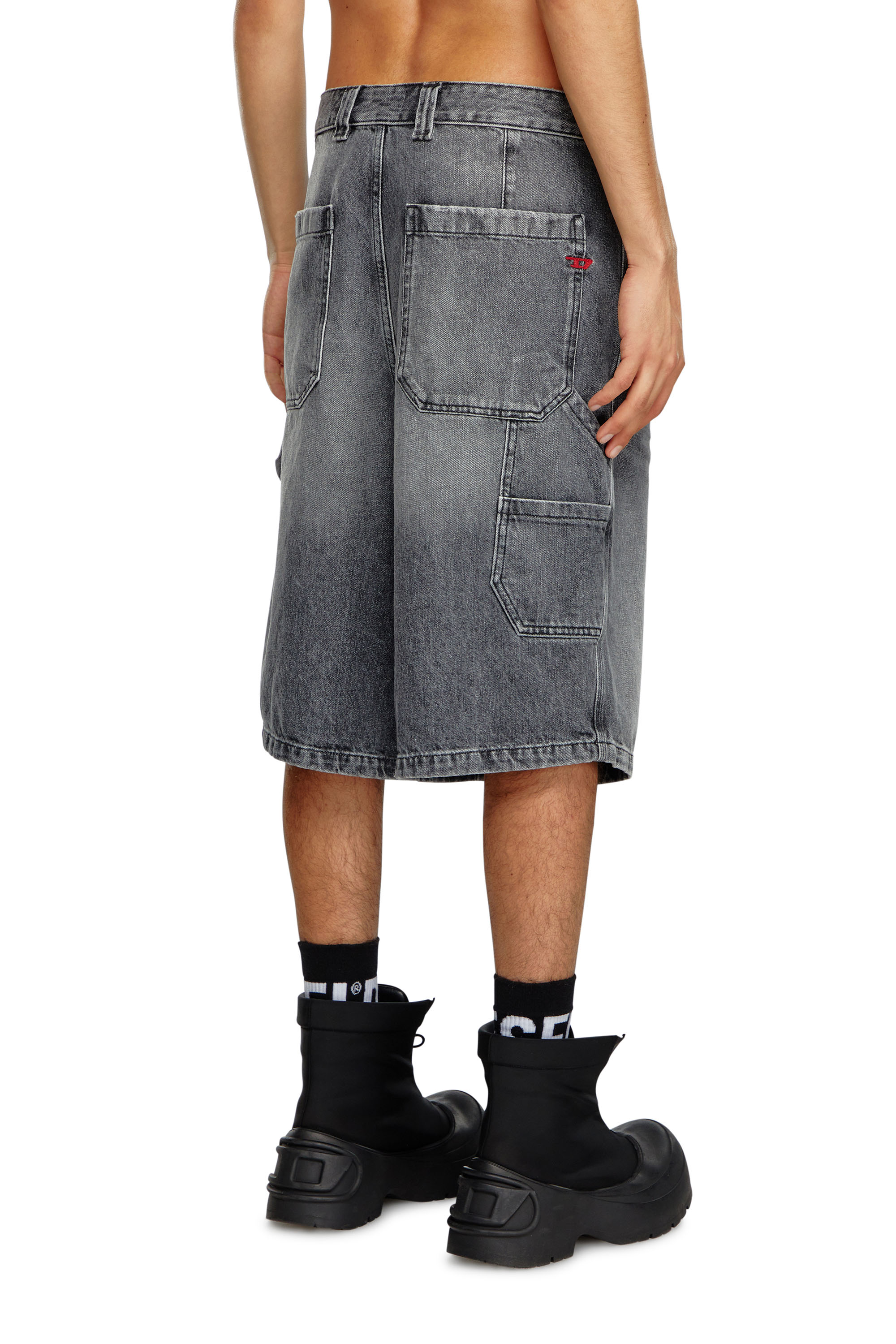 Diesel - D-LIVERY-SHORT, Pantalones cortos utility en denim de cáñamo Hombre in Negro - 3