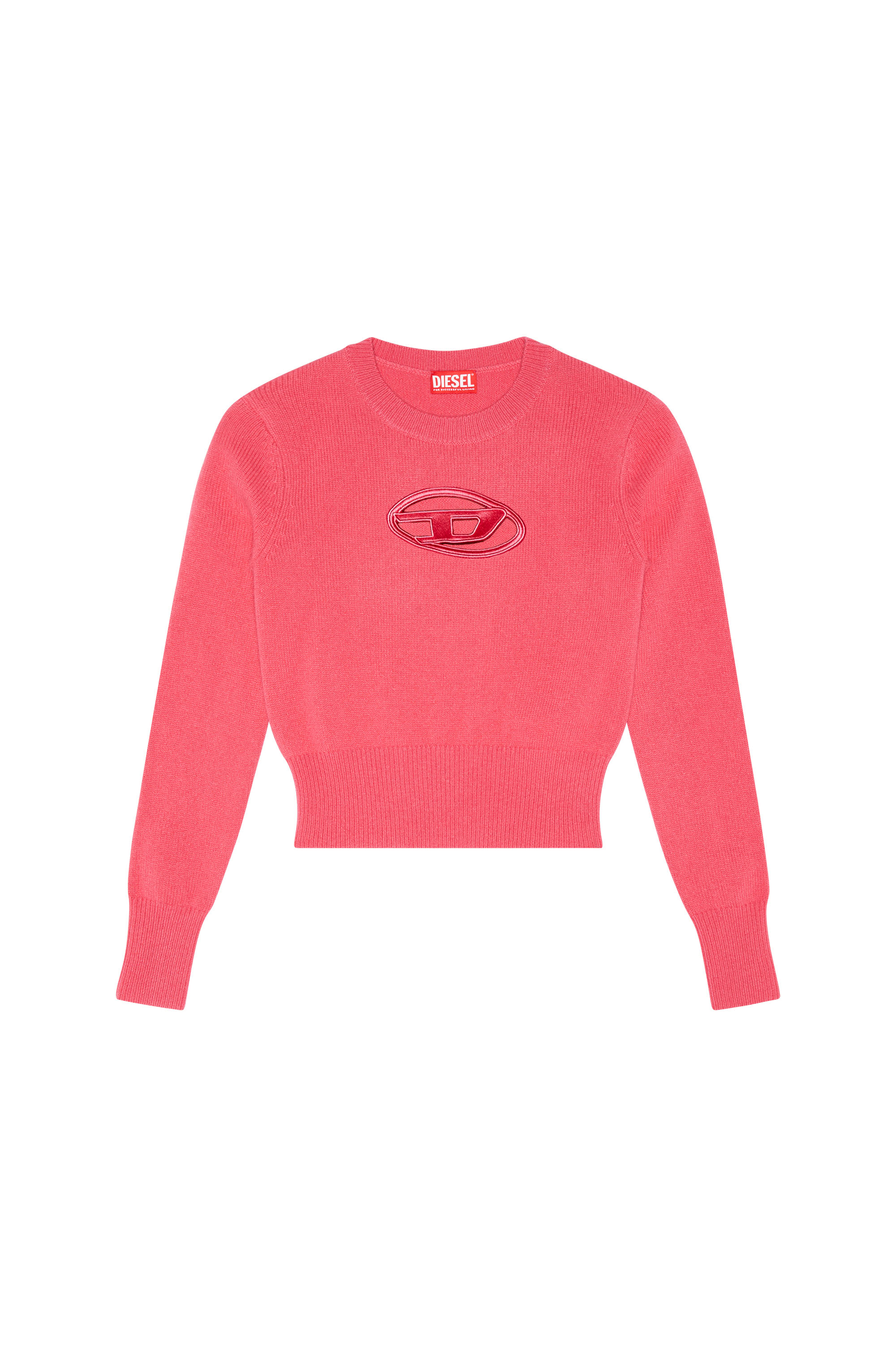 Diesel - M-AREESA, Woman's Jumper with embroidered cut-out logo in Pink - 4