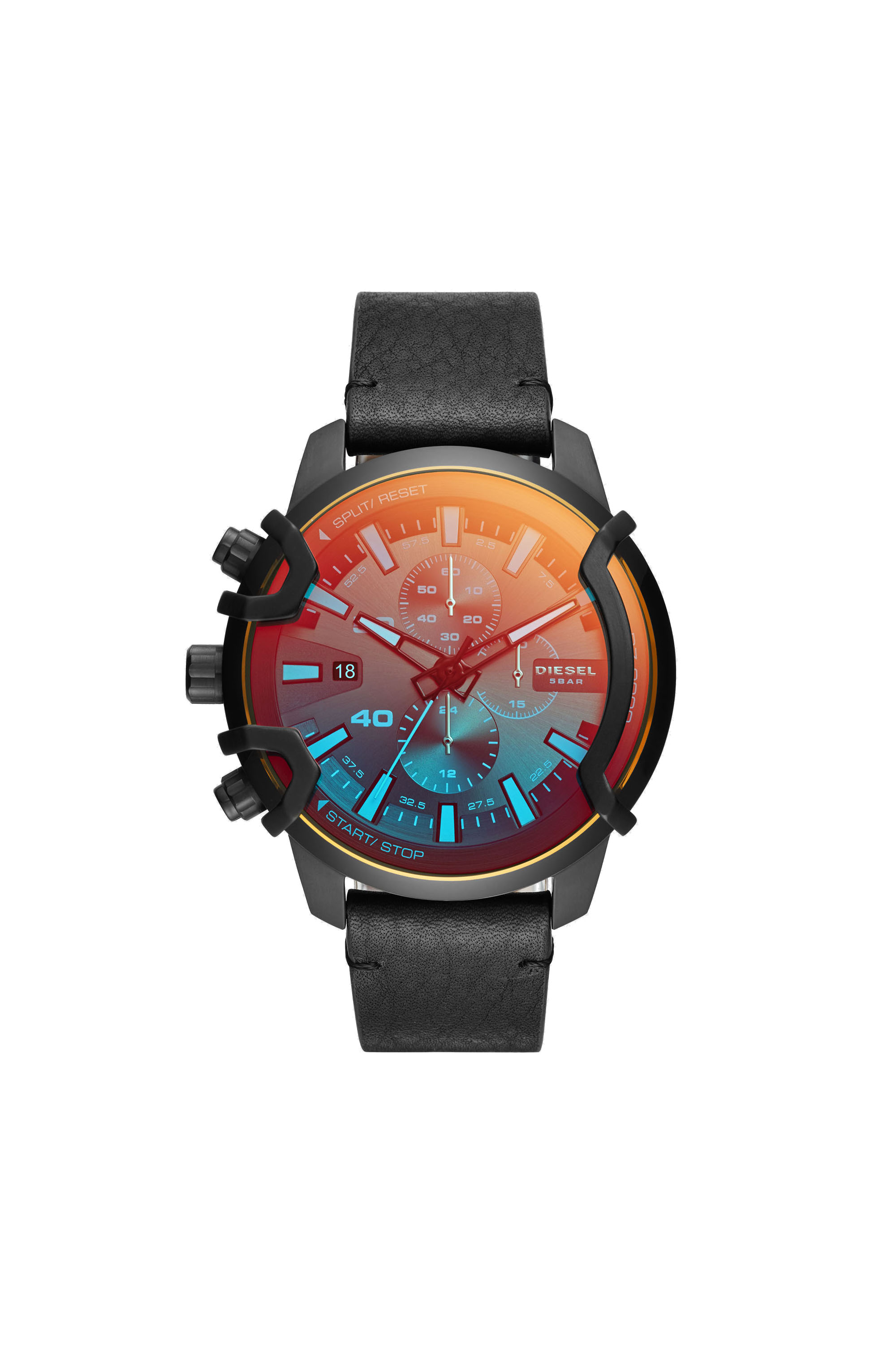 Diesel - DZ4519, Reloj cronógrafo Griffed con correa en piel negra Hombre in Negro - 1