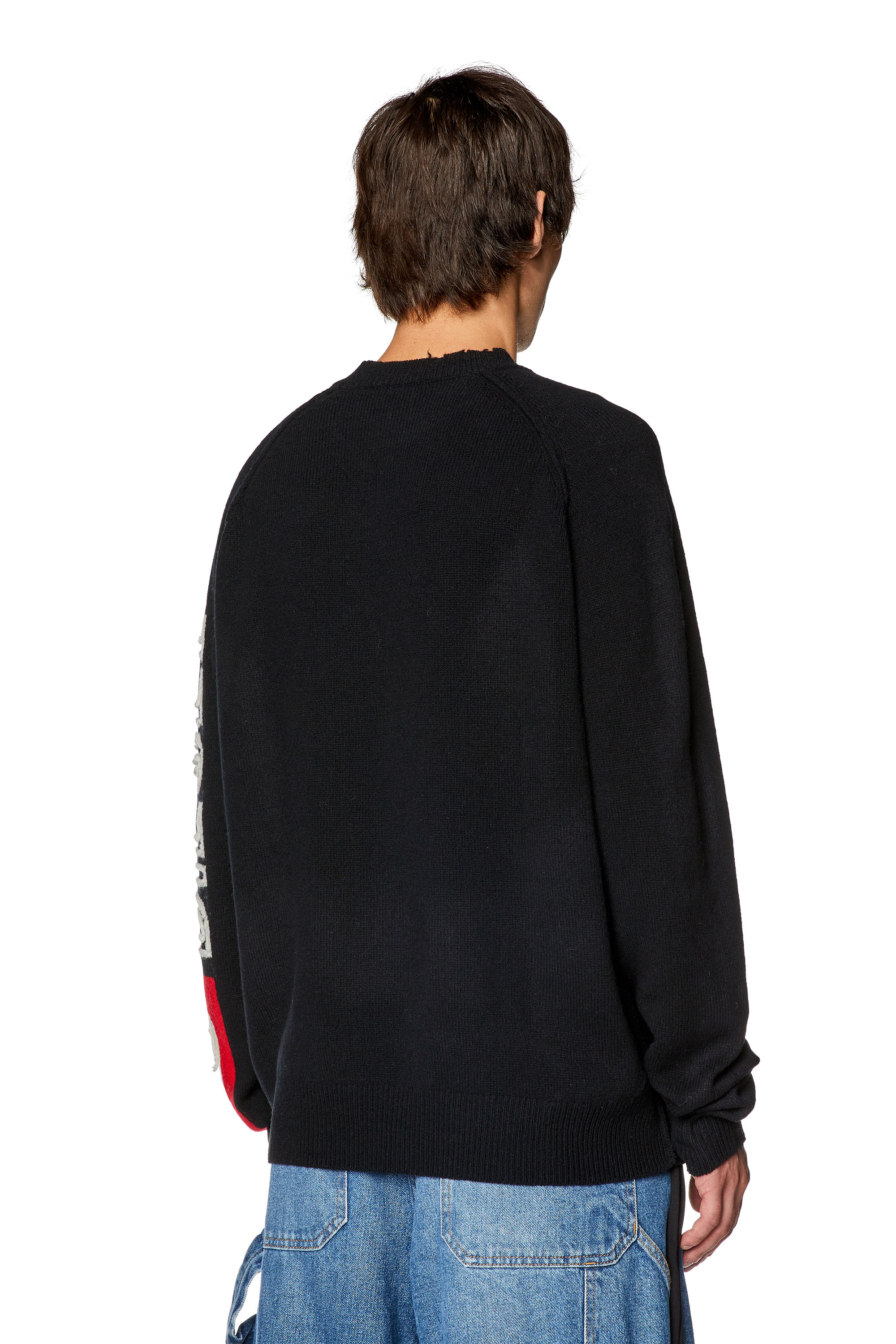 Diesel - K-SARIA, Man's Wool sweater with cut-up logo in Black - 2