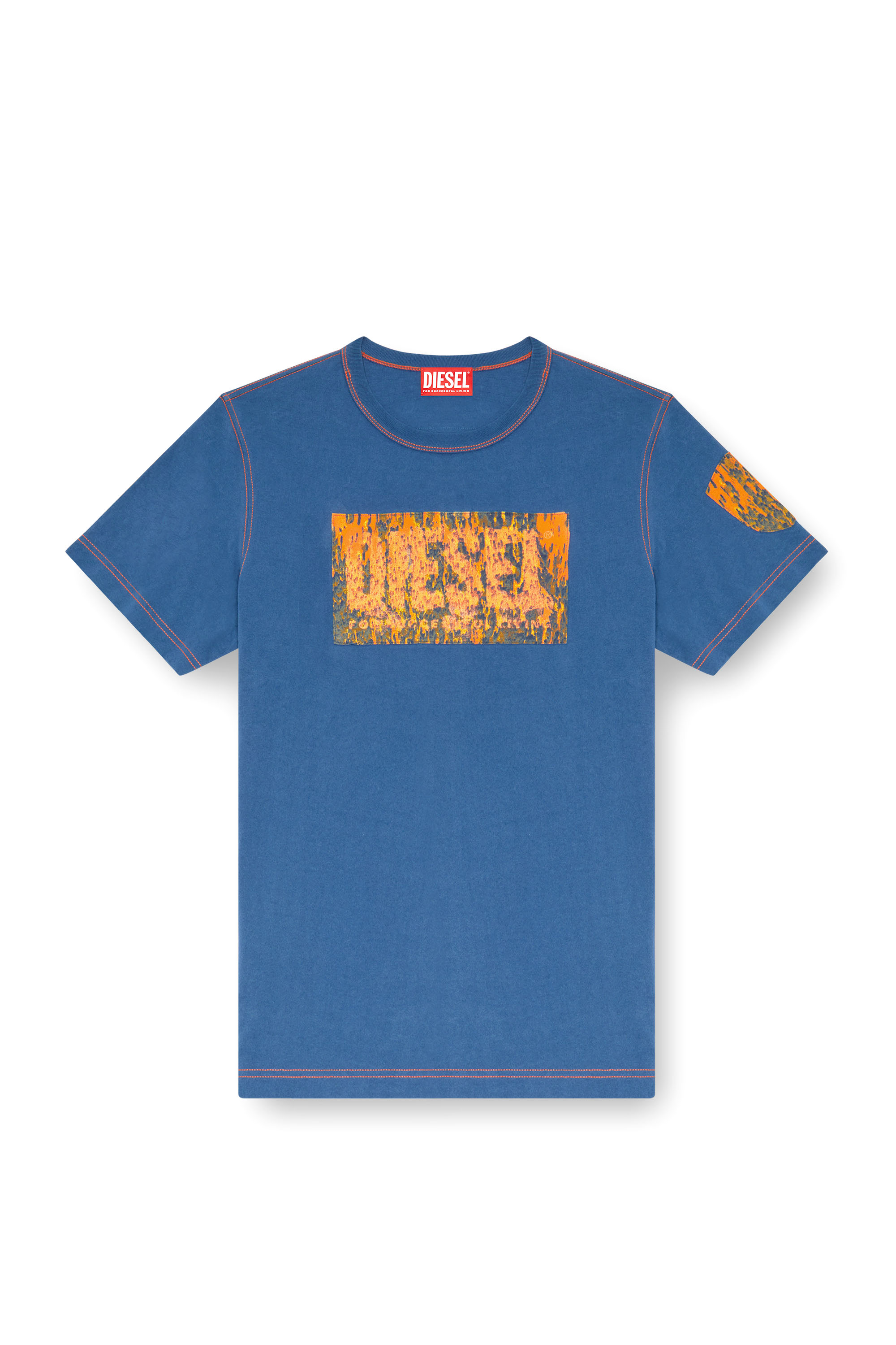 Diesel - T-ADJUST-Q1, Man's T-shirt with graphic patches in Blue - 4