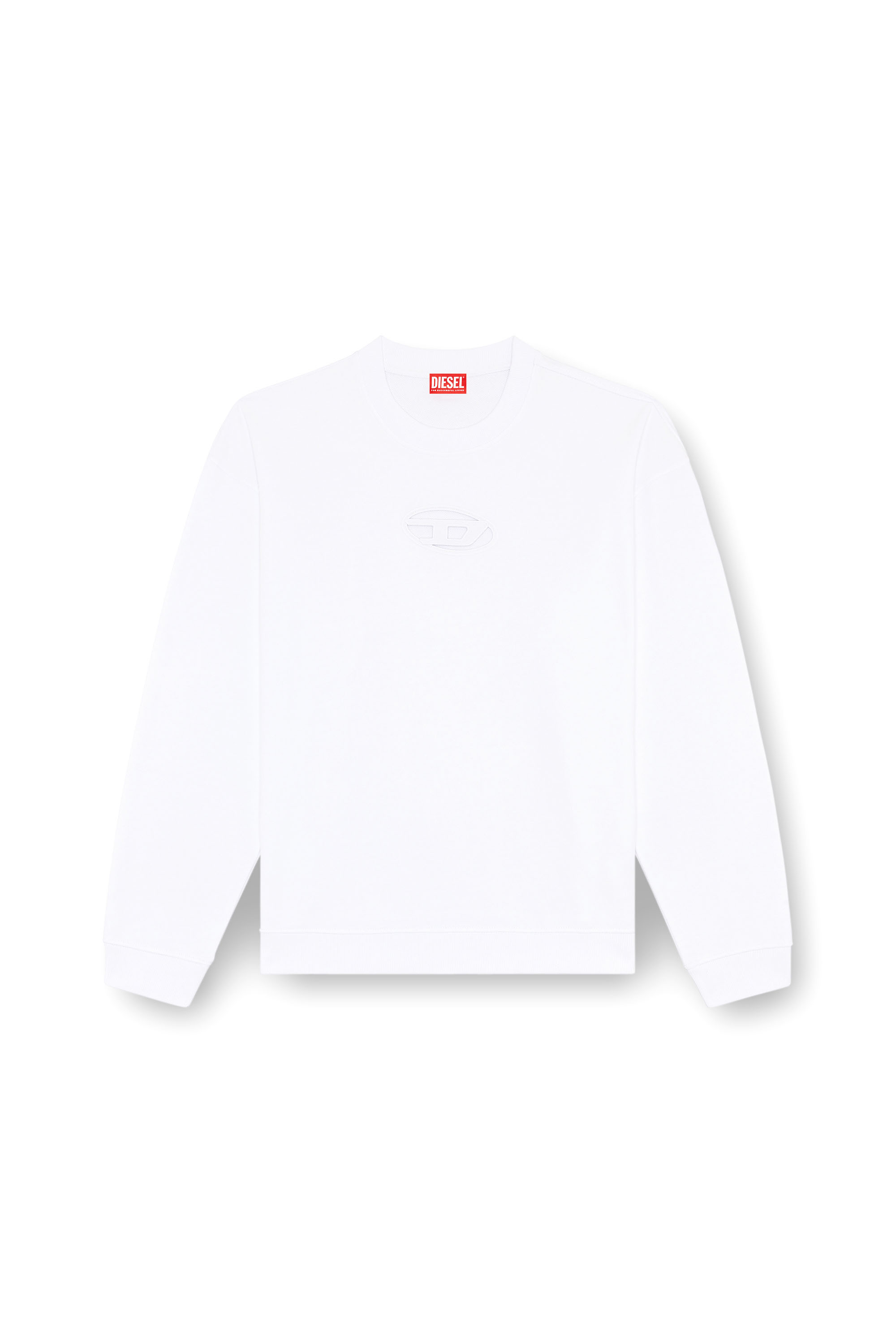 Diesel - S-BOXT-OD, Sudadera con logotipo Oval D recortado Hombre in Blanco - 4