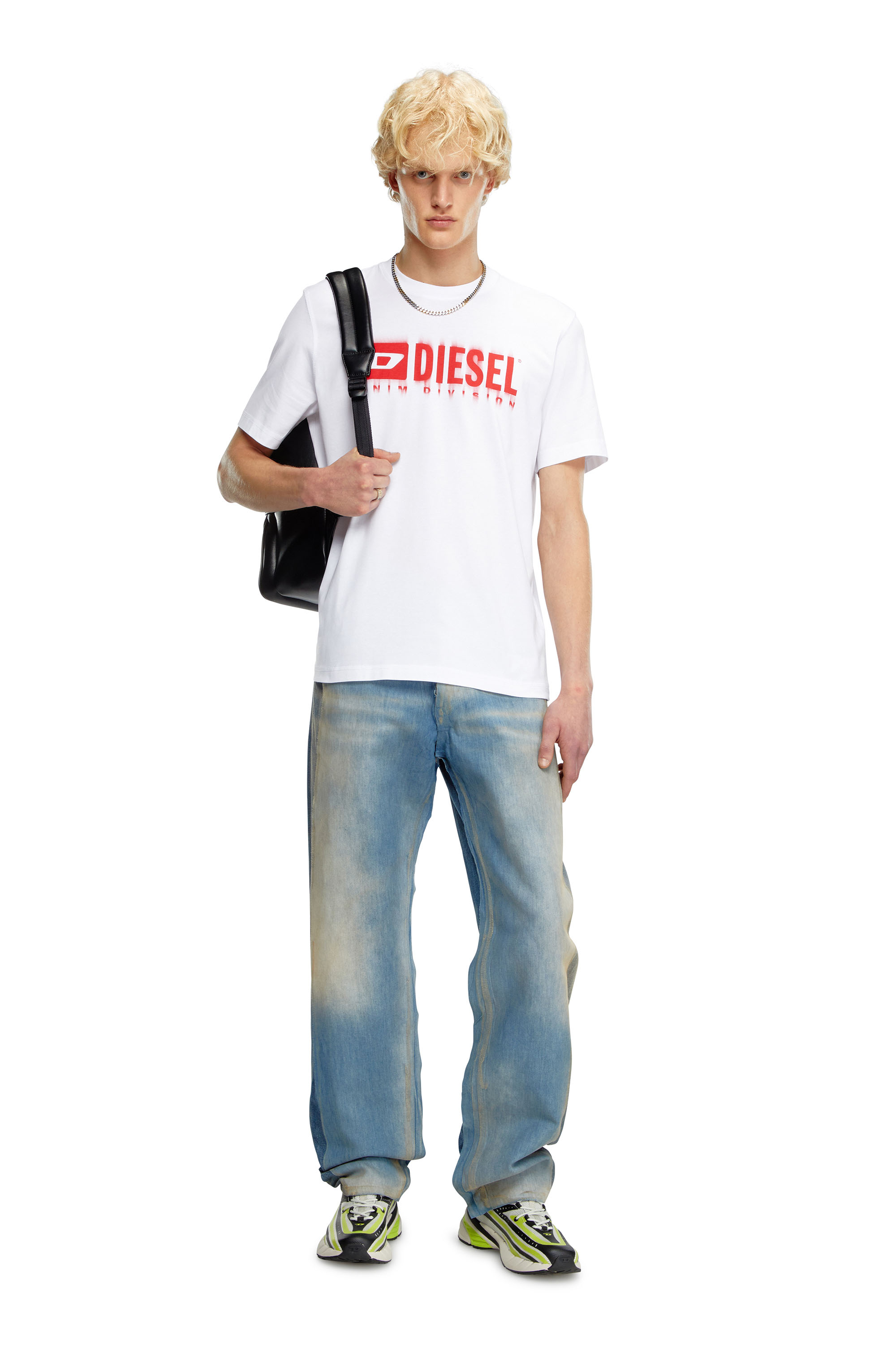 Diesel - T-ADJUST-Q7, Man's T-shirt with blurry Diesel logo in White - 3