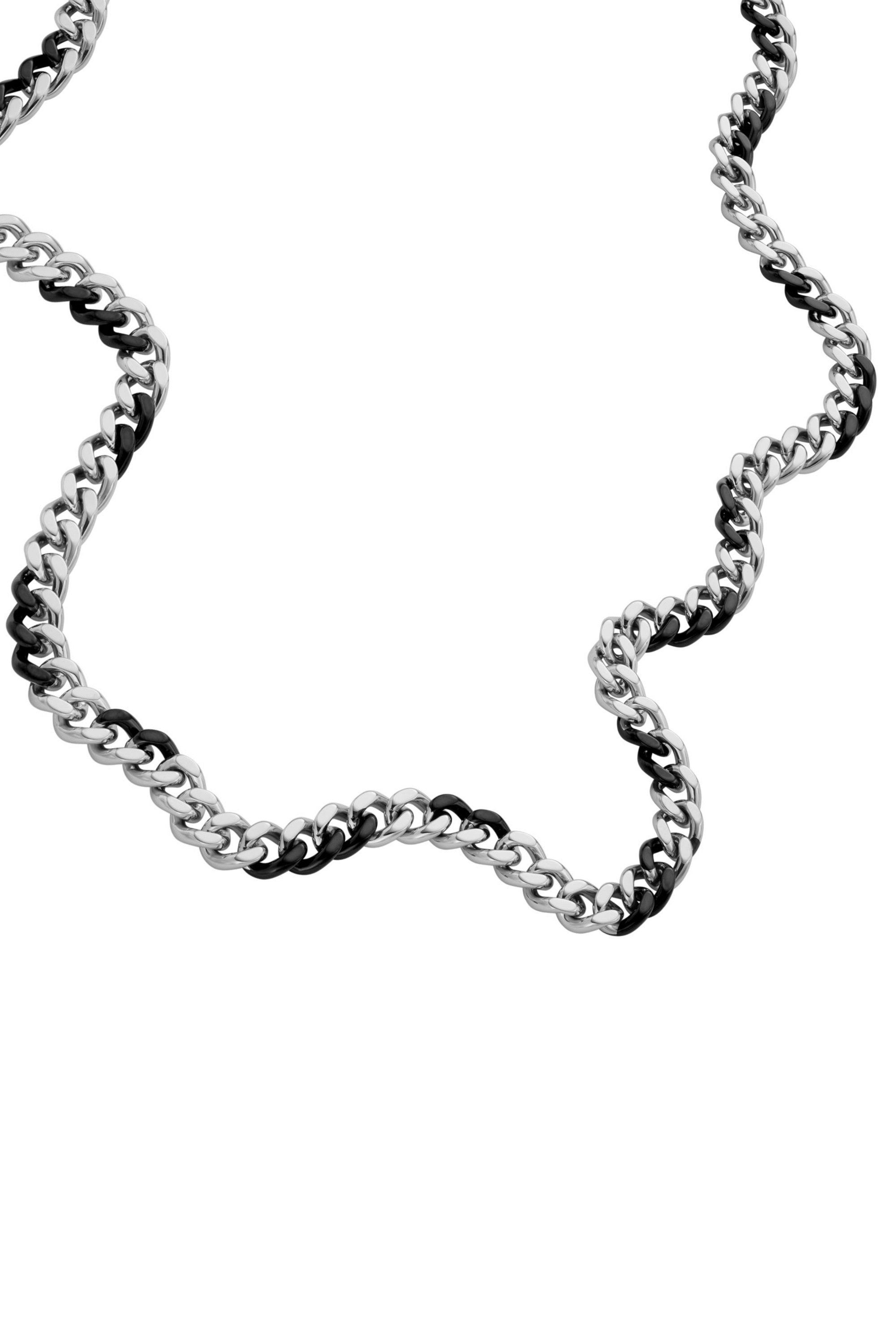 Diesel - DX1499, Man's Two-Tone stainless steel chain necklace in Silver/Black - 1