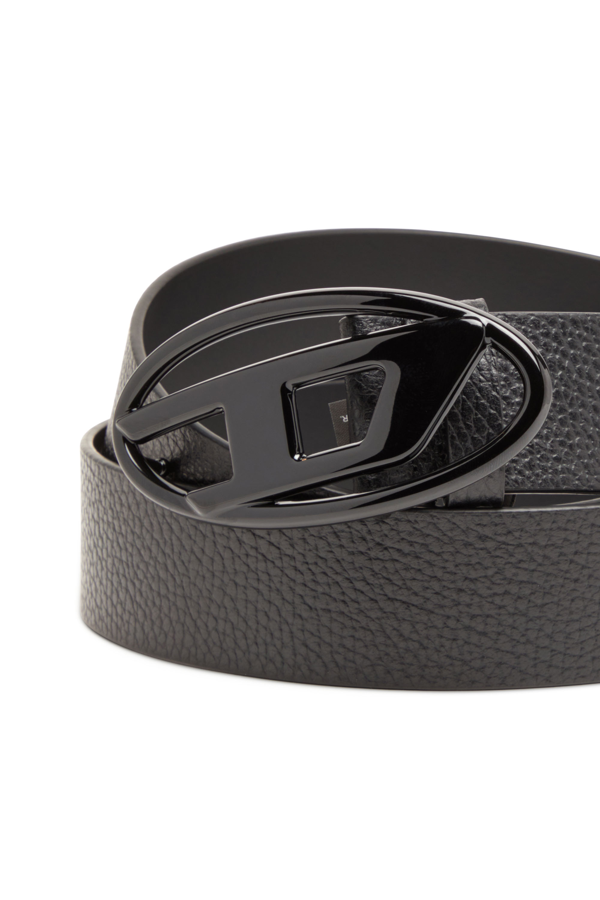 Diesel - B-1DR, Unisex's Leather belt with matte buckle in Black - 3