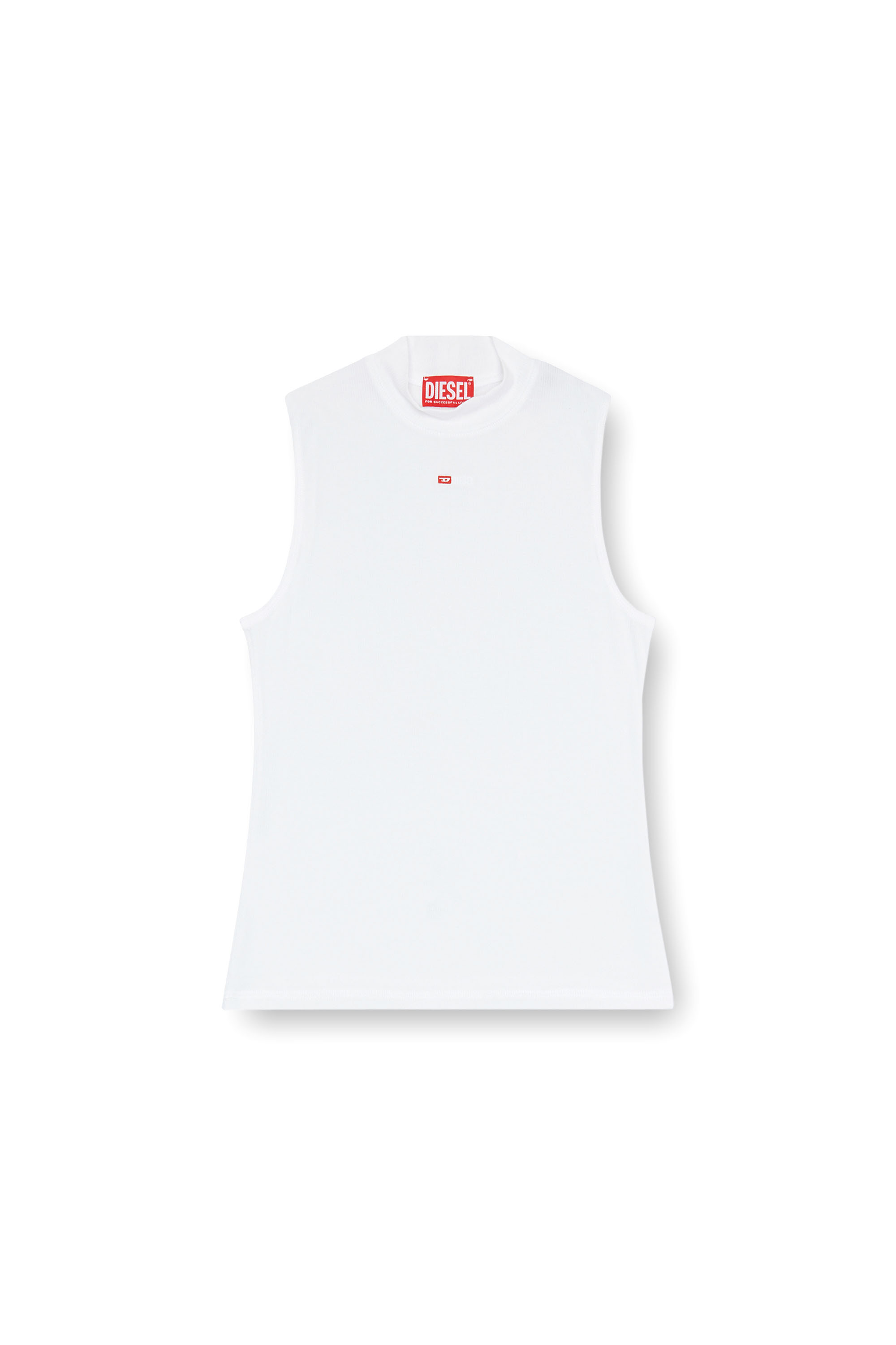 Diesel - T-MOKKY-SL-MICRODIV, Woman's Ribbed tank top with mock neck in White - 5