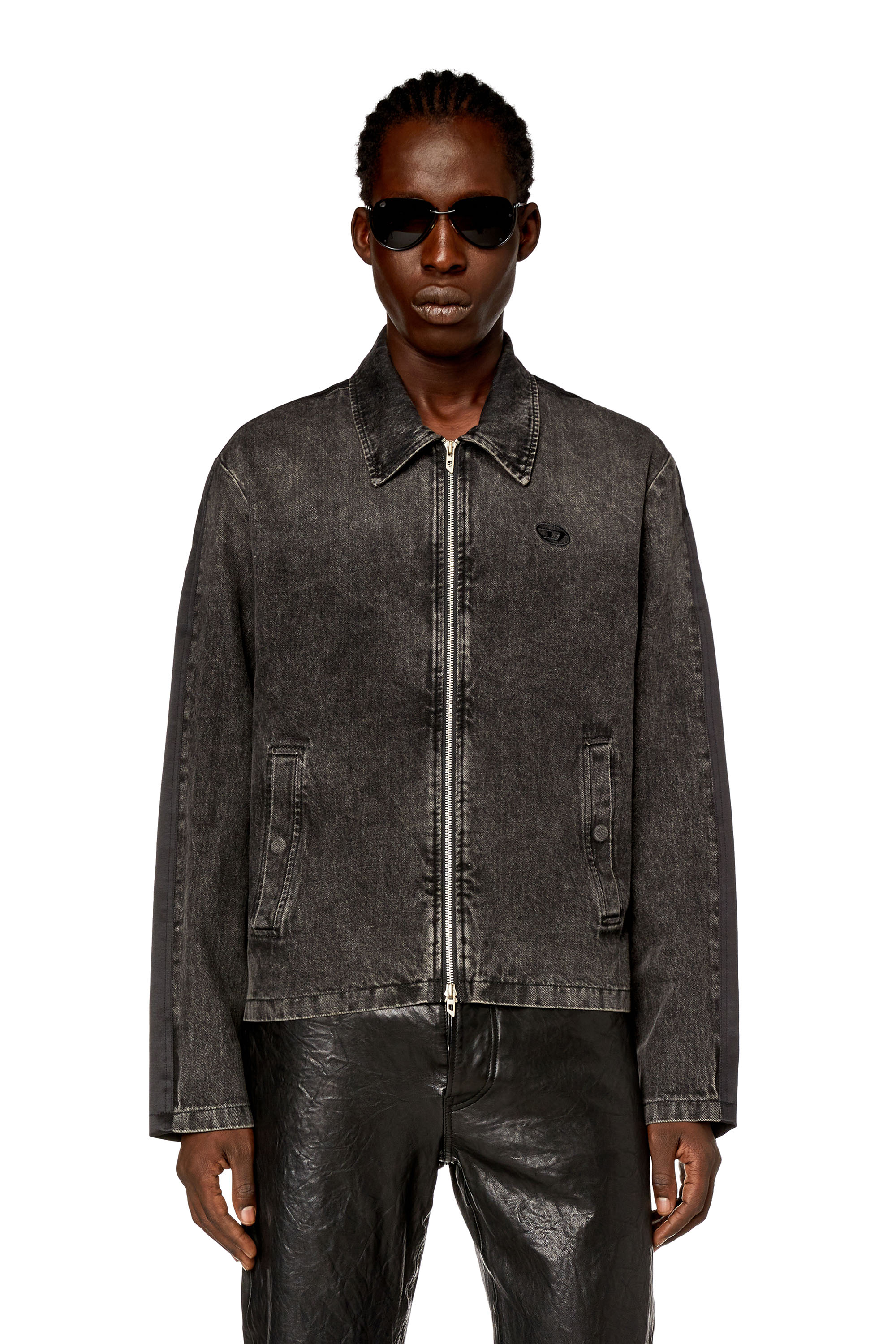 Diesel - J-HARRIS, Man's Hybrid jacket in denim and twill in Black - 1