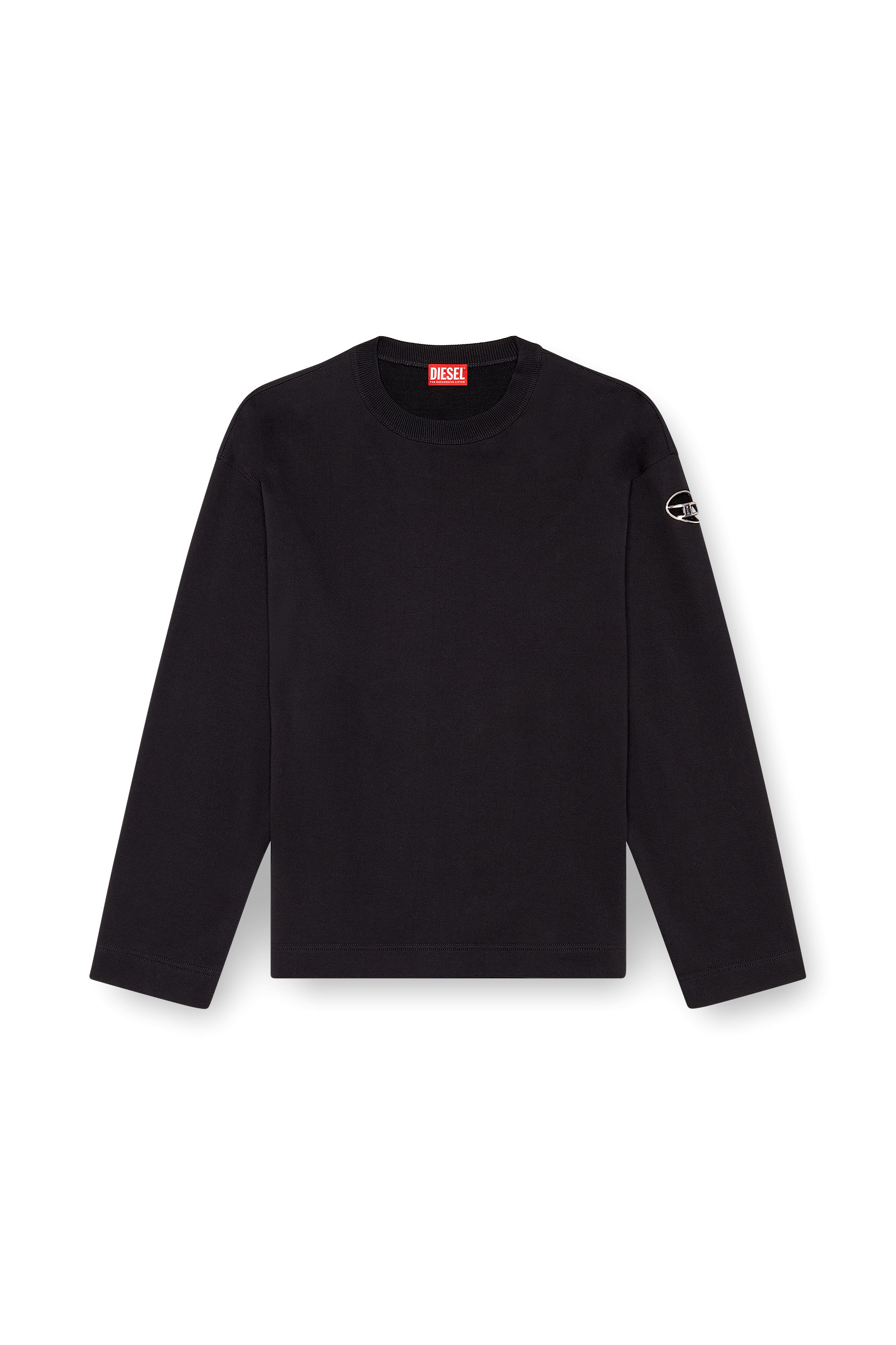 Diesel - S-MACSIS-OD, Man's Oversized sweatshirt with metallic logo in Black - 3