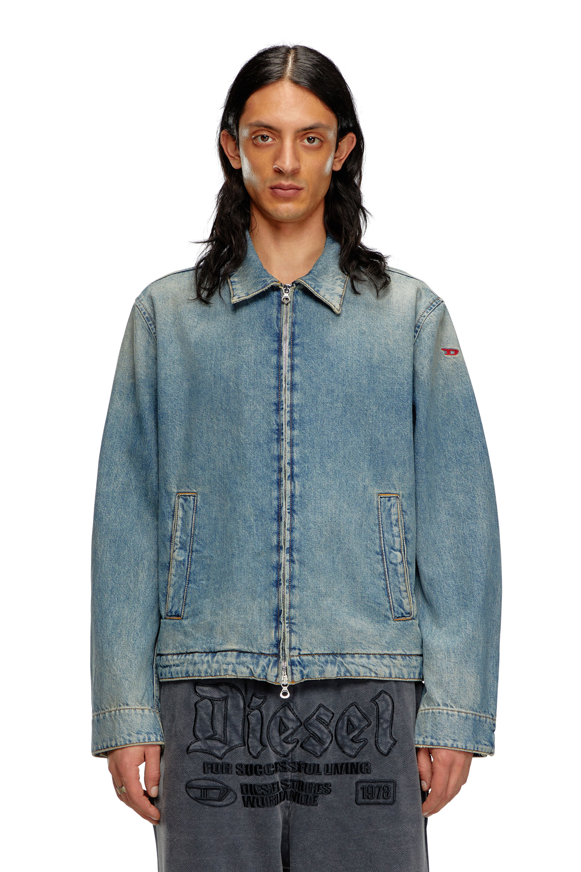 Diesel - D-ROHE, Man's Denim blouson jacket in Light Blue - 5