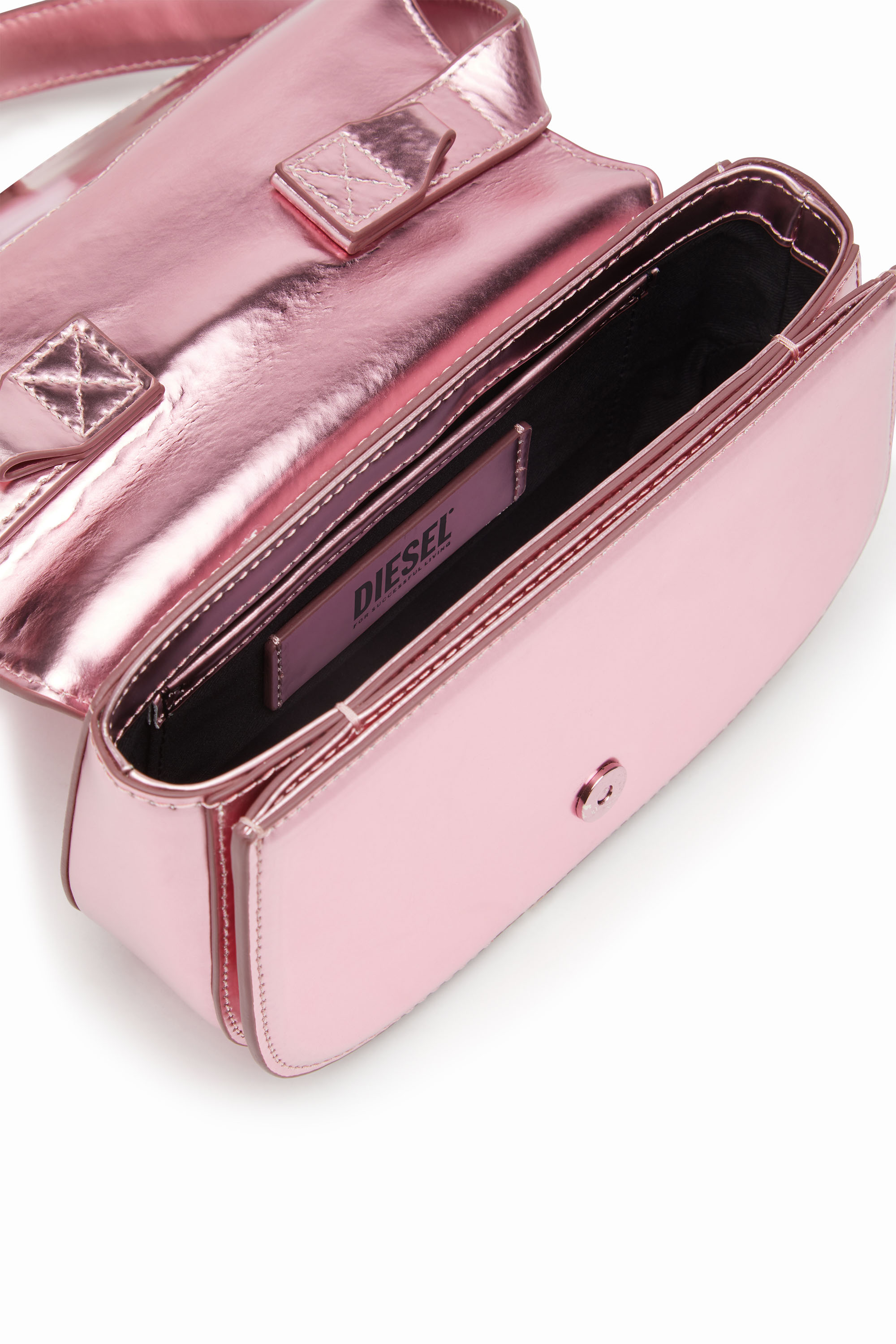 Diesel - 1DR, Woman's 1DR-Iconic shoulder bag in mirrored leather in Pink - 4