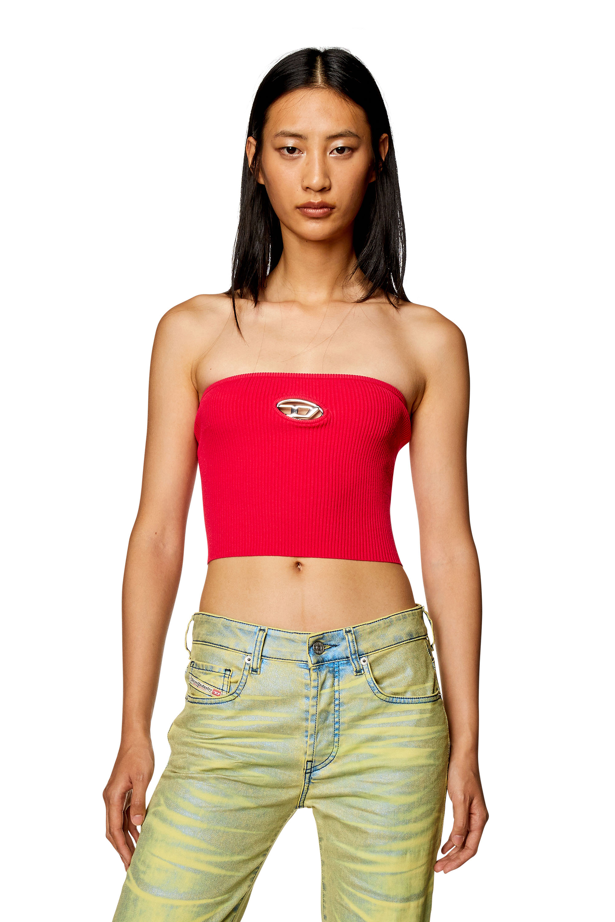 Diesel - M-CLARKSVILLEX, Woman's Tube top with logo plaque in Hot pink - 1