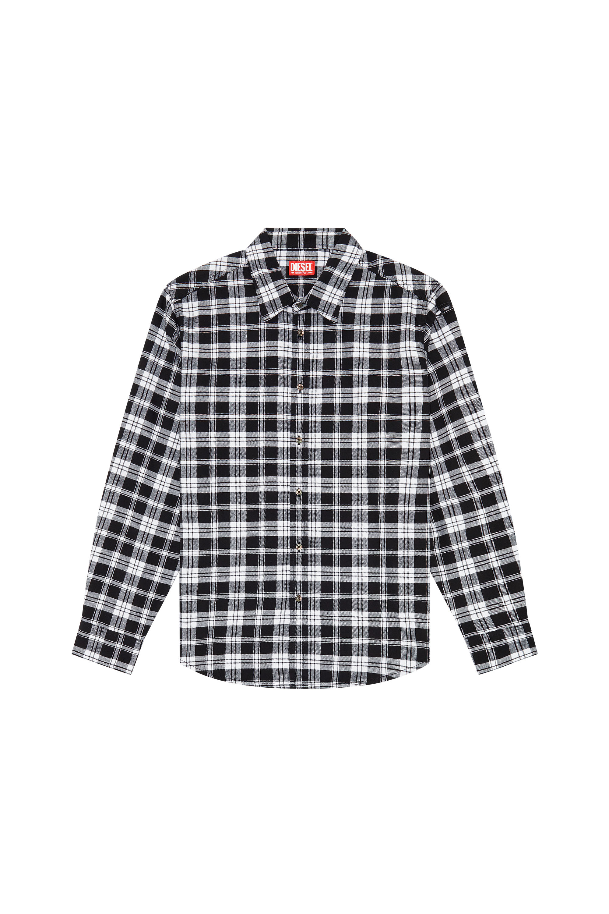 Diesel - S-UMBE-CHECK-NW, Man's Shirt in checked flannel in Black/White - 6