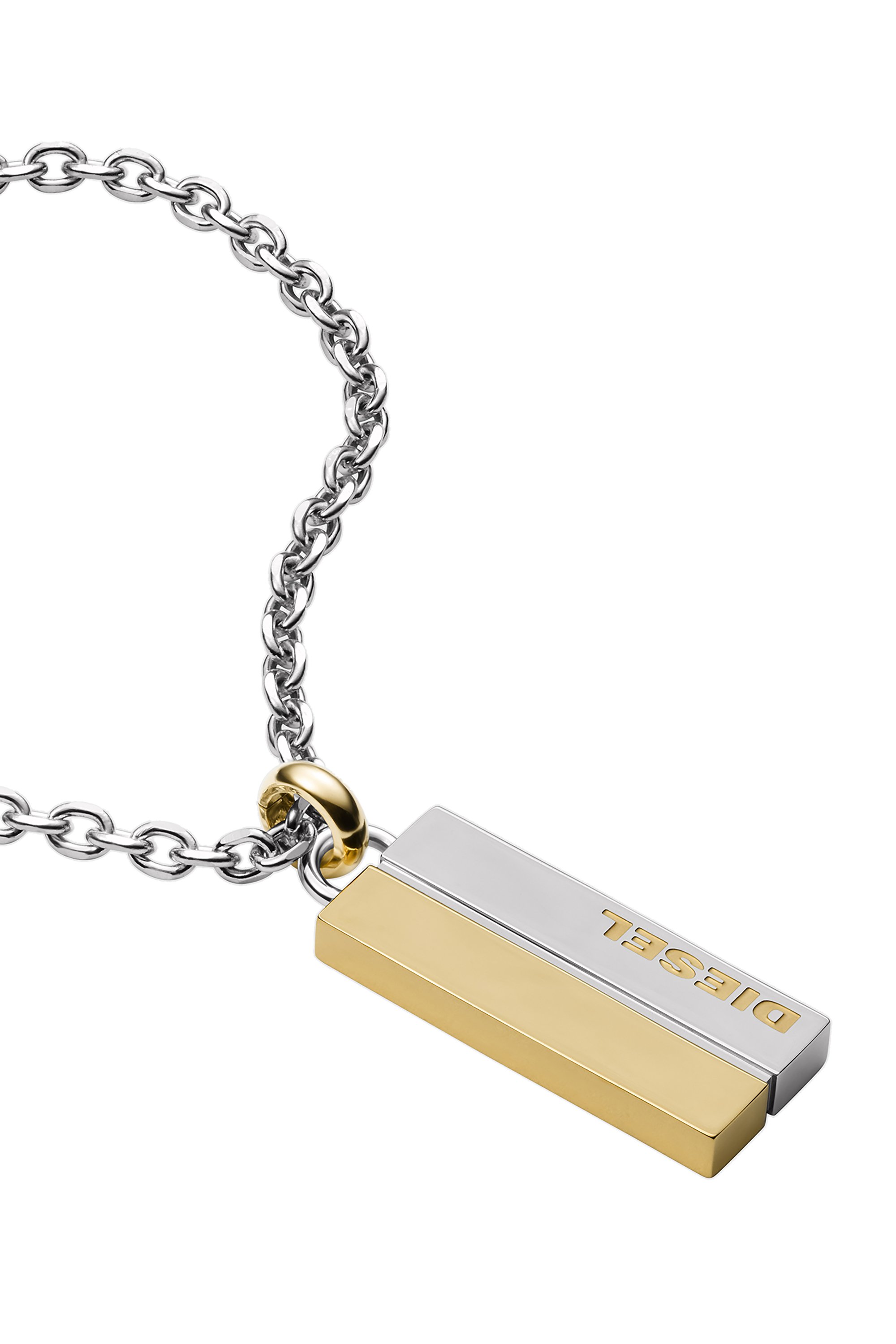 Diesel - DX1266, Man's Two-tone stainless steel chain-link pendant necklace in Silver - 1