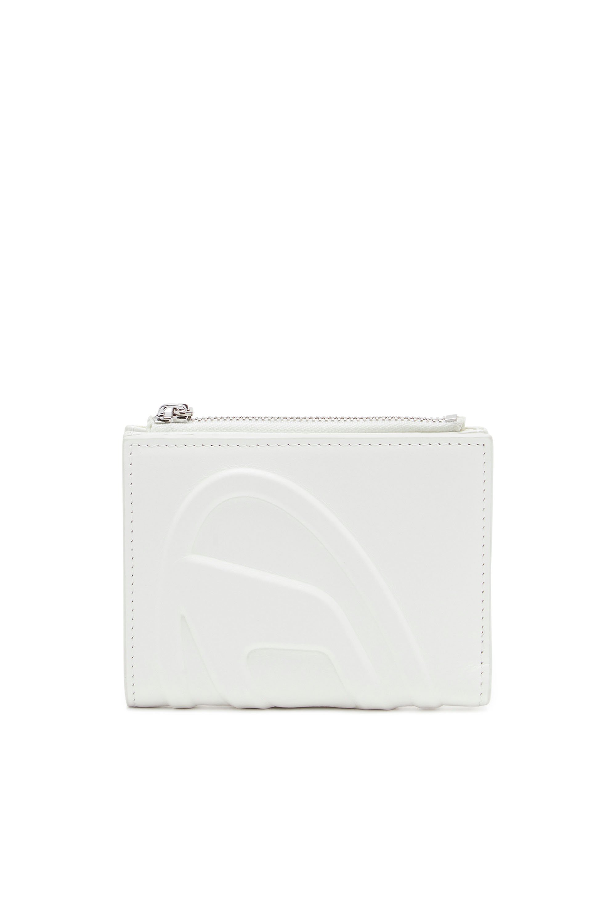 Diesel - 1DR-FOLD BI-FOLD ZIP II, Cartera pequeña de piel con el logotipo grabado Mujer in Blanco - 1