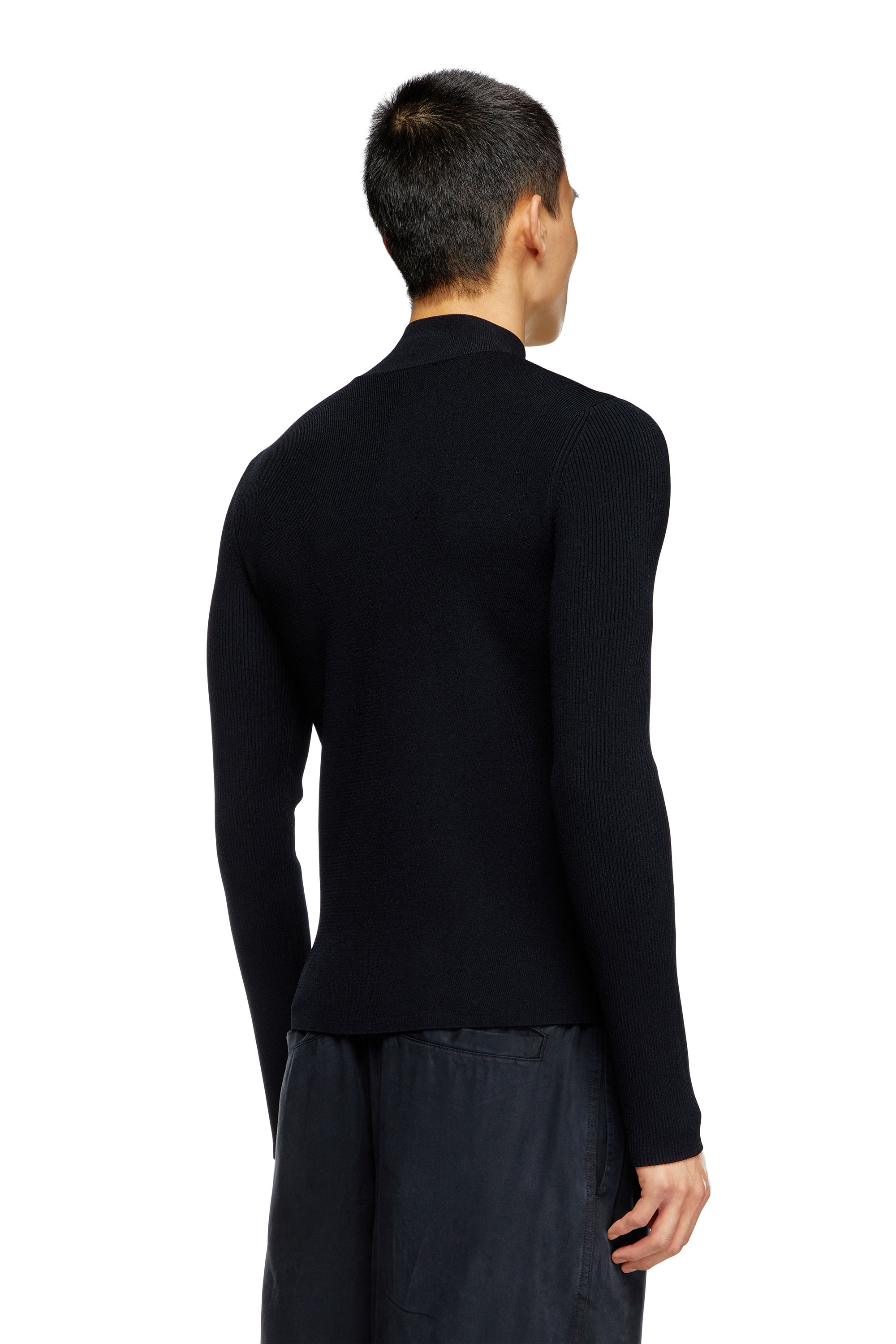 Diesel - K-ZACKARY, Man's Mock-neck jumper with Oval D in Black - 2