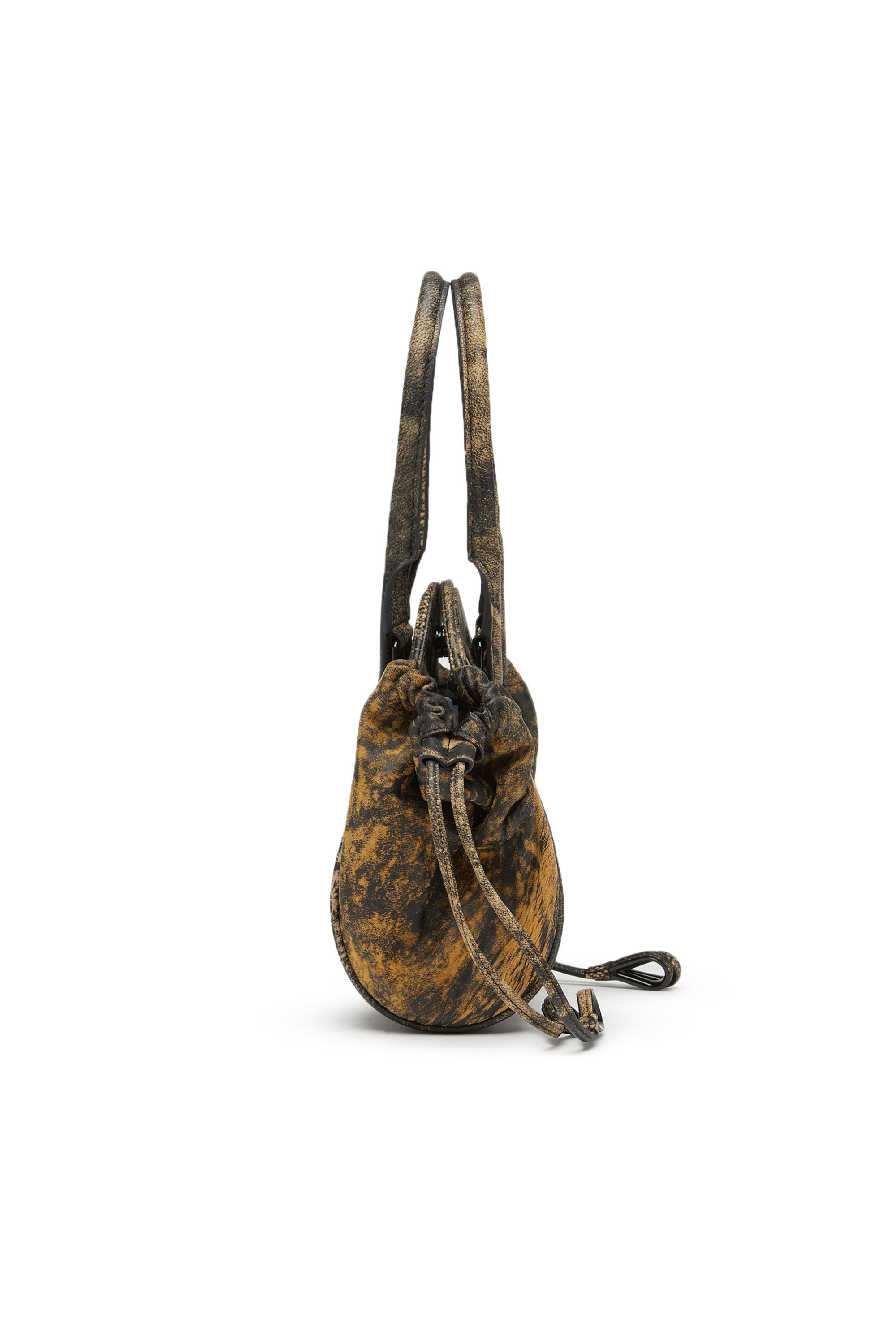 Diesel - 1DR-FOLD XS, Woman's 1DR-Fold XS - Oval logo handbag in marbled leather in Brown - 3