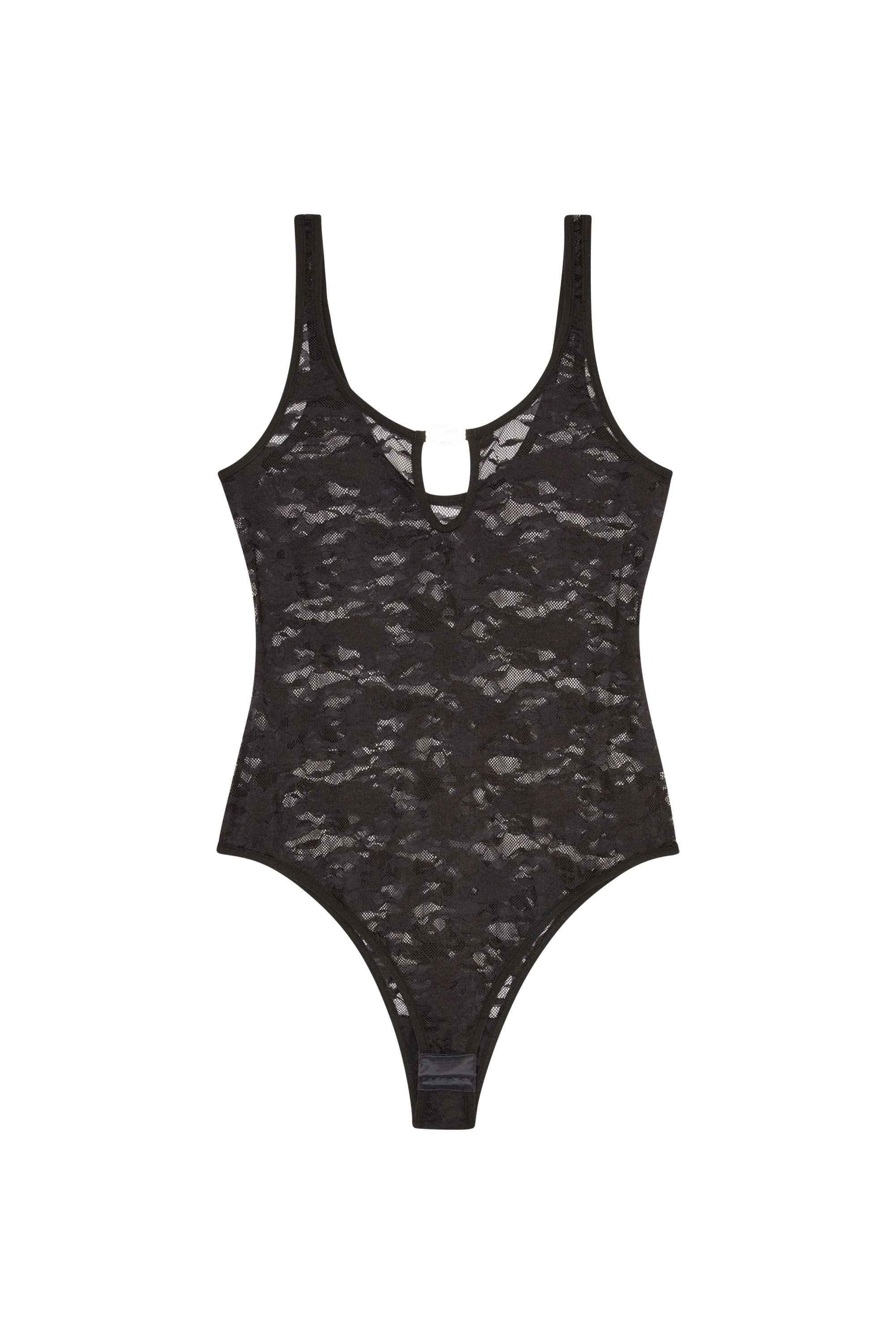 Diesel - UFBY-D-OVAL-LACE-BODYSUIT, Body de encaje y camuflaje con placa Oval D Mujer in Negro - 4