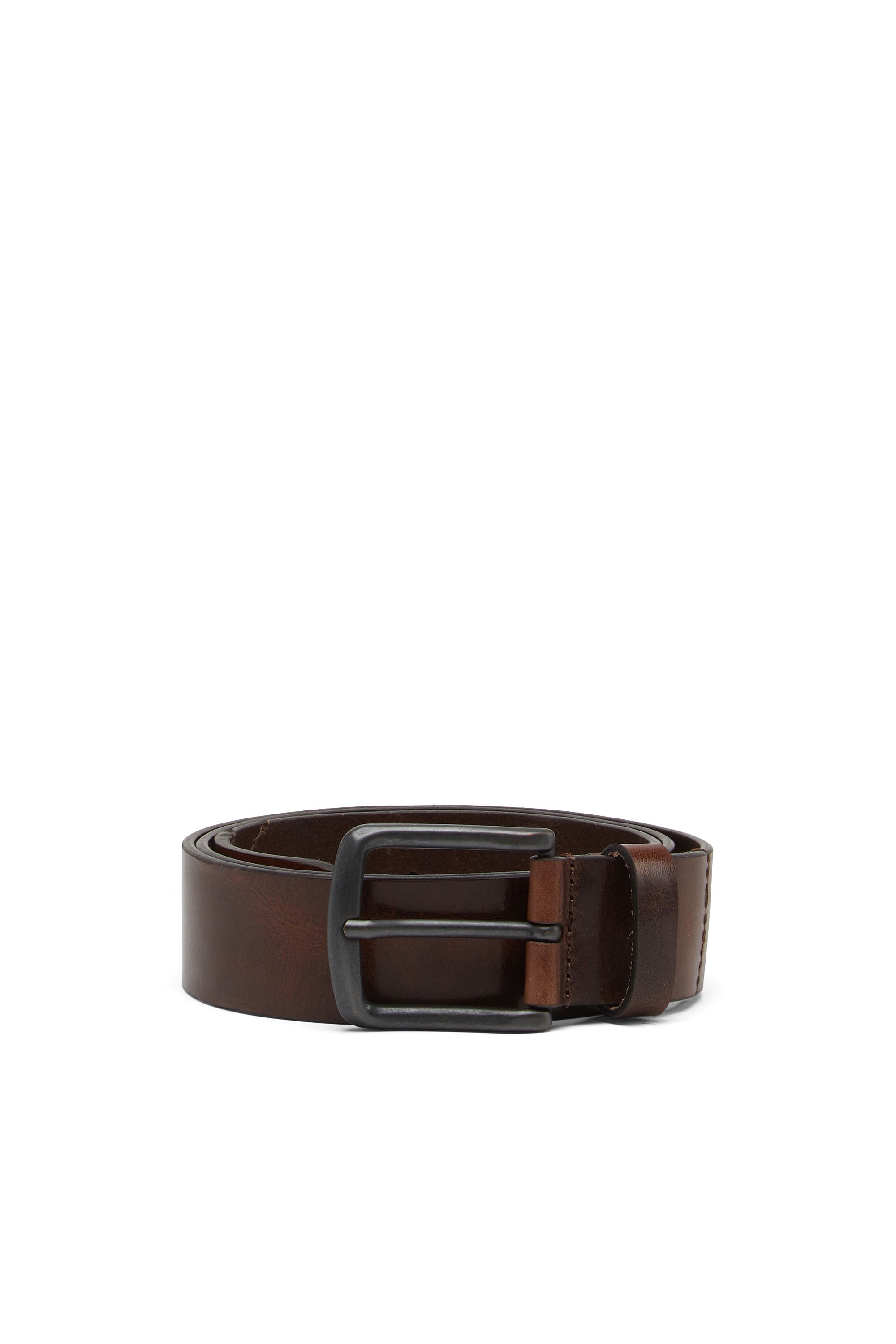 Diesel - B-LINE, Man's Treated leather belt with diesel logo in Brown Leather - 1