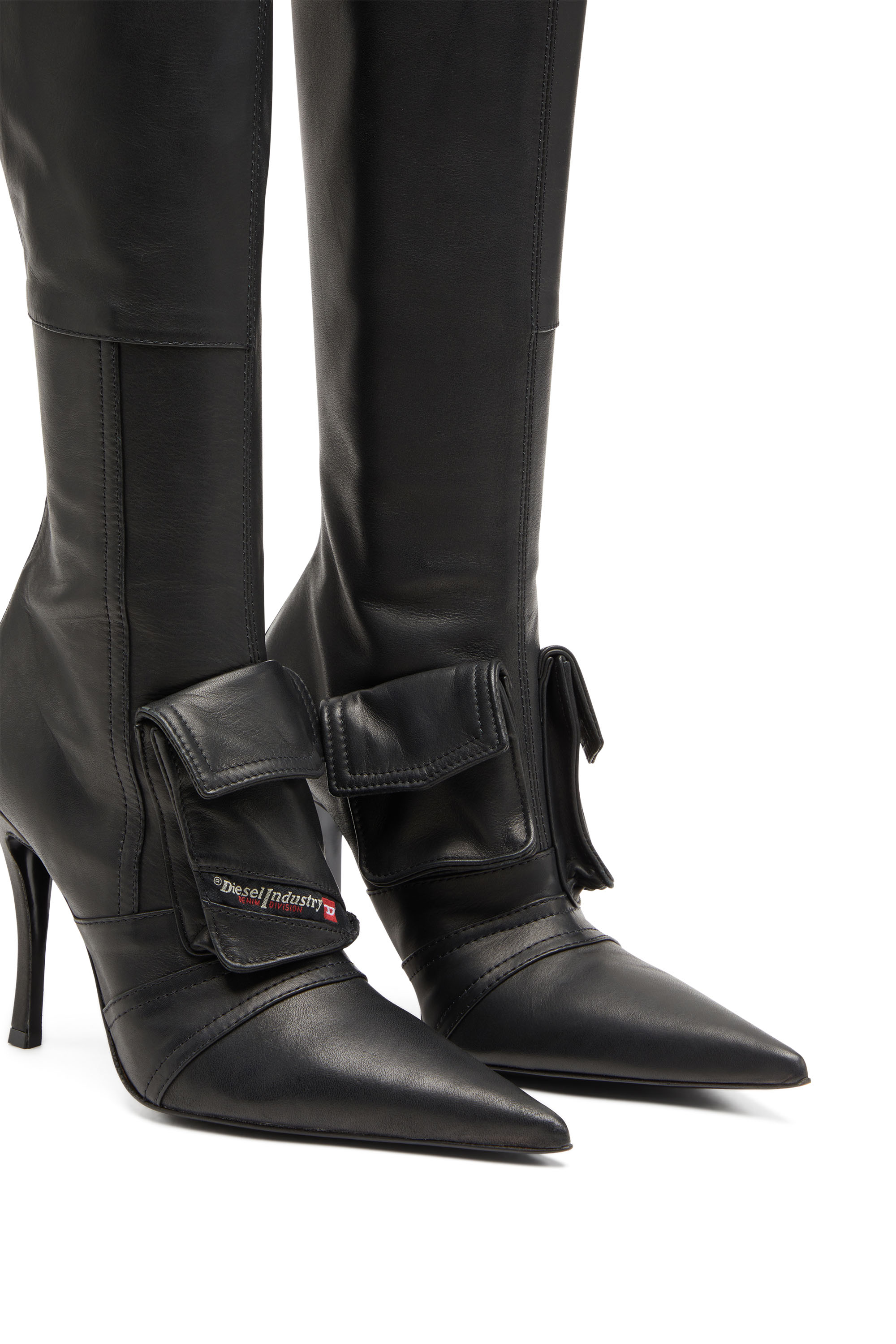 Diesel - D-VENUS POCKET HBT, D-Venus Pocket Hbt Boots - Botas a la rodilla con bolsillos utility Mujer in Negro - 4