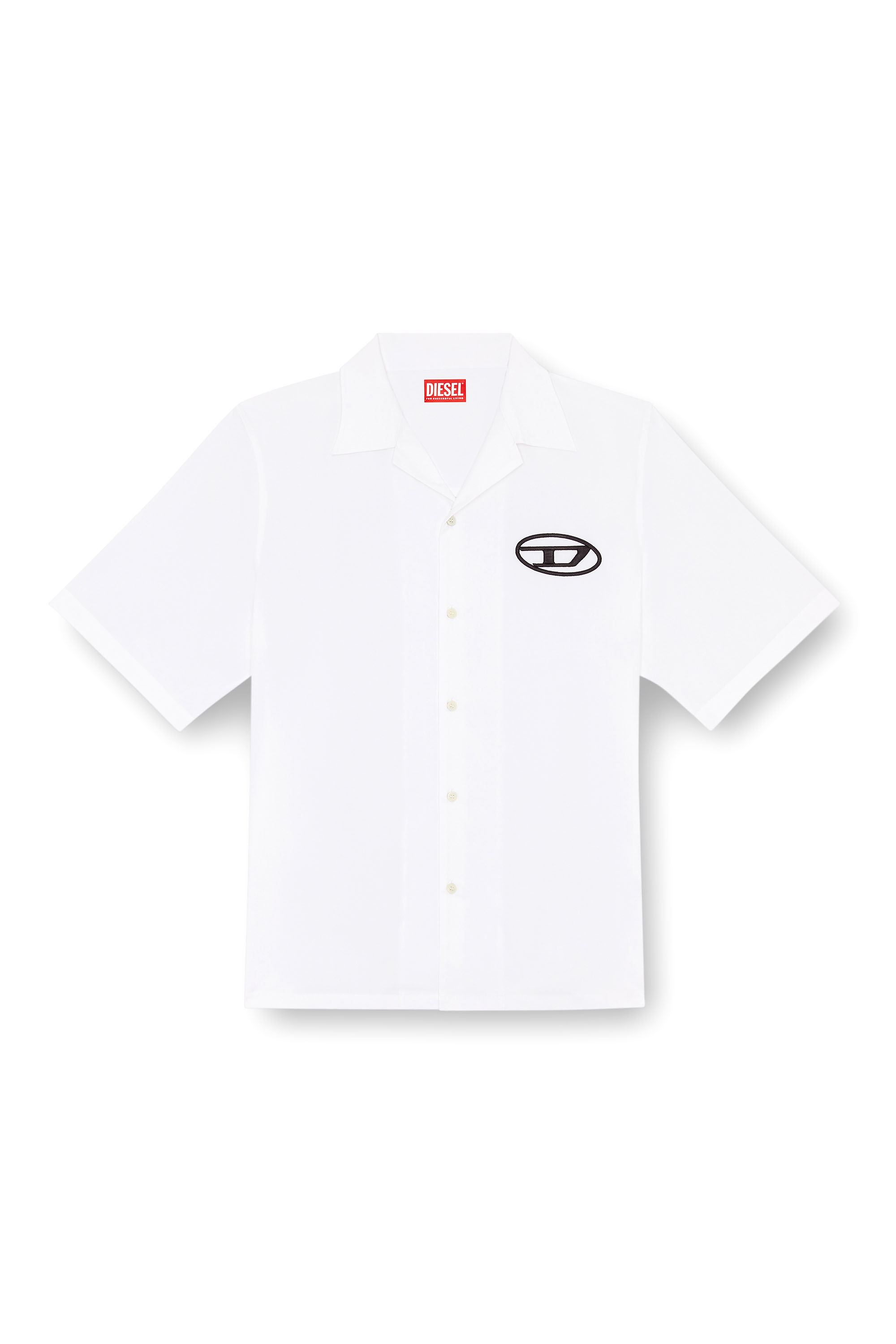 Diesel - S-MAC-C, Man's Bowling shirt with logo embroidery in White - 5