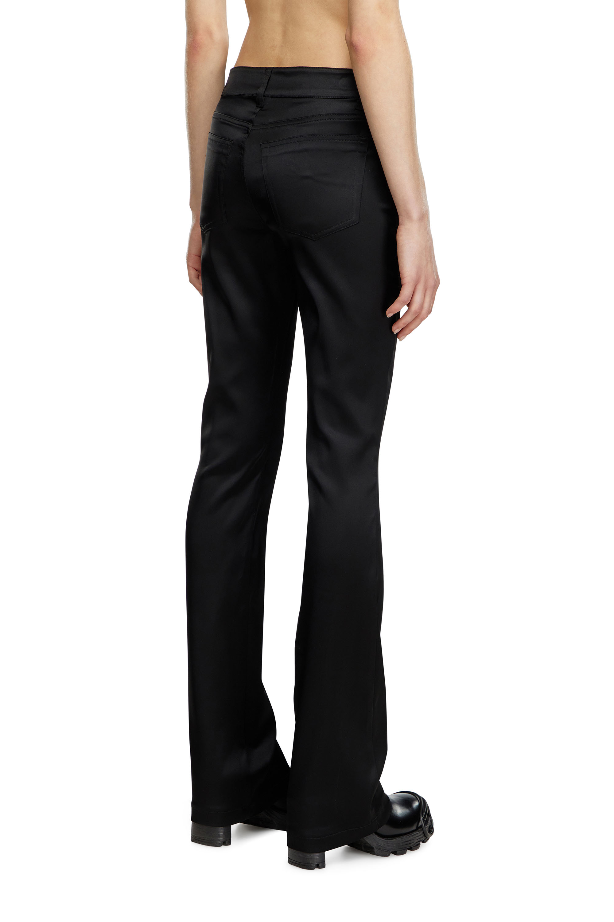 Diesel - P-EBBEY, Woman's 5-pocket pants in stretch satin in Black - 3