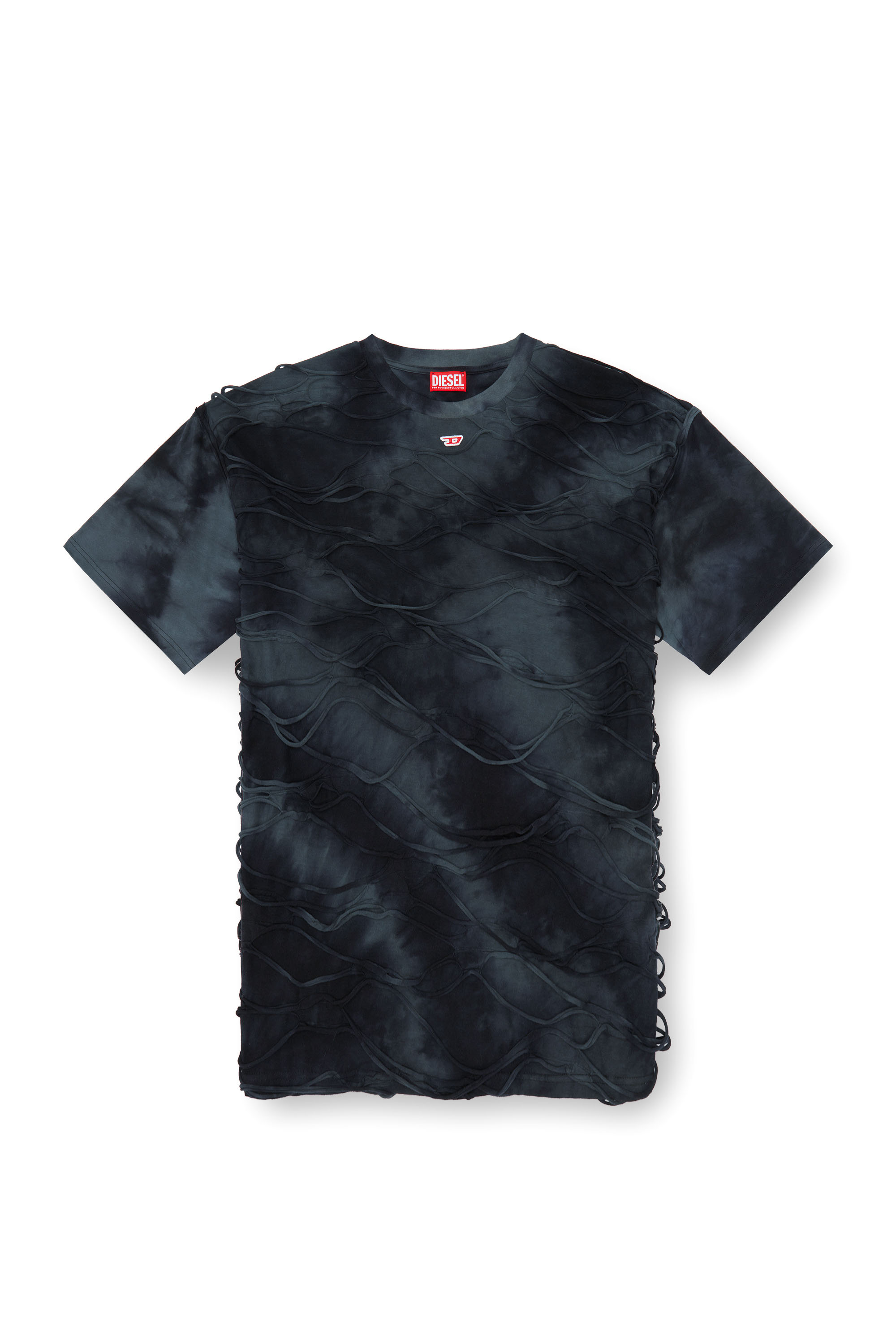 Diesel - T-BOXKET, Man's T-shirt with floating strands in Black - 4