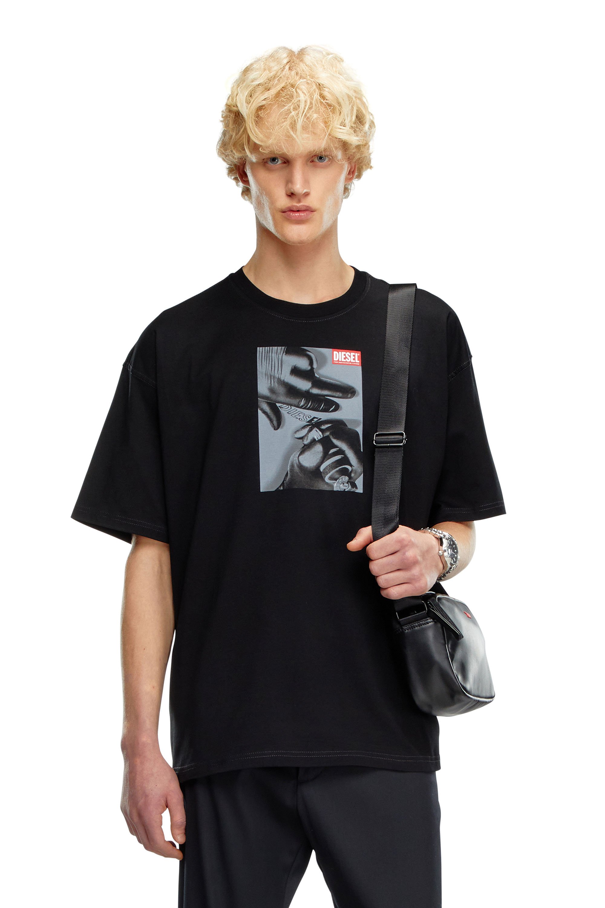 Diesel - T-BOXT-K4, Man's T-shirt with tattoo glove print in Black - 1