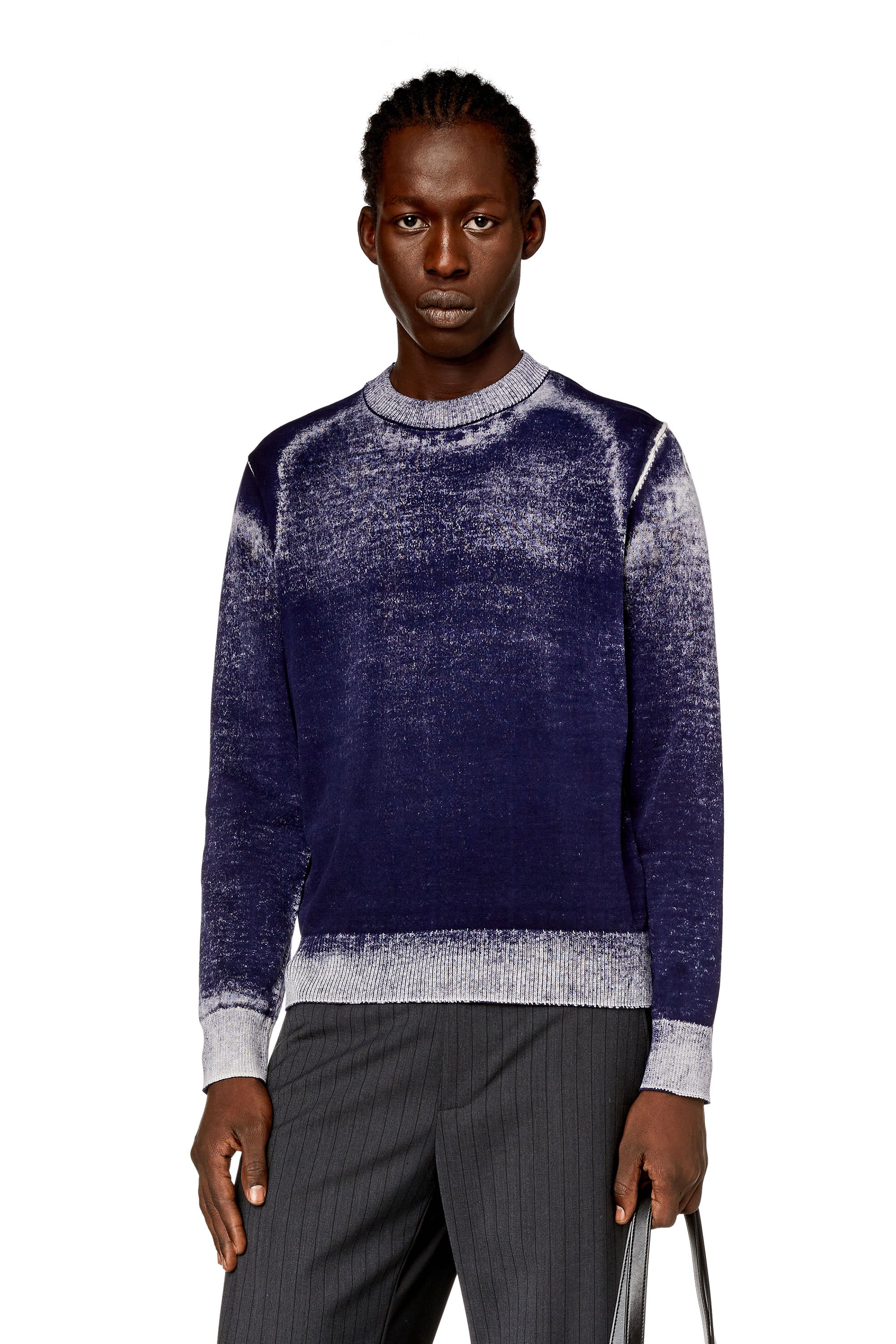 Diesel - K-LARENCE-B, Man's Reverse-print cotton jumper in Blue - 1